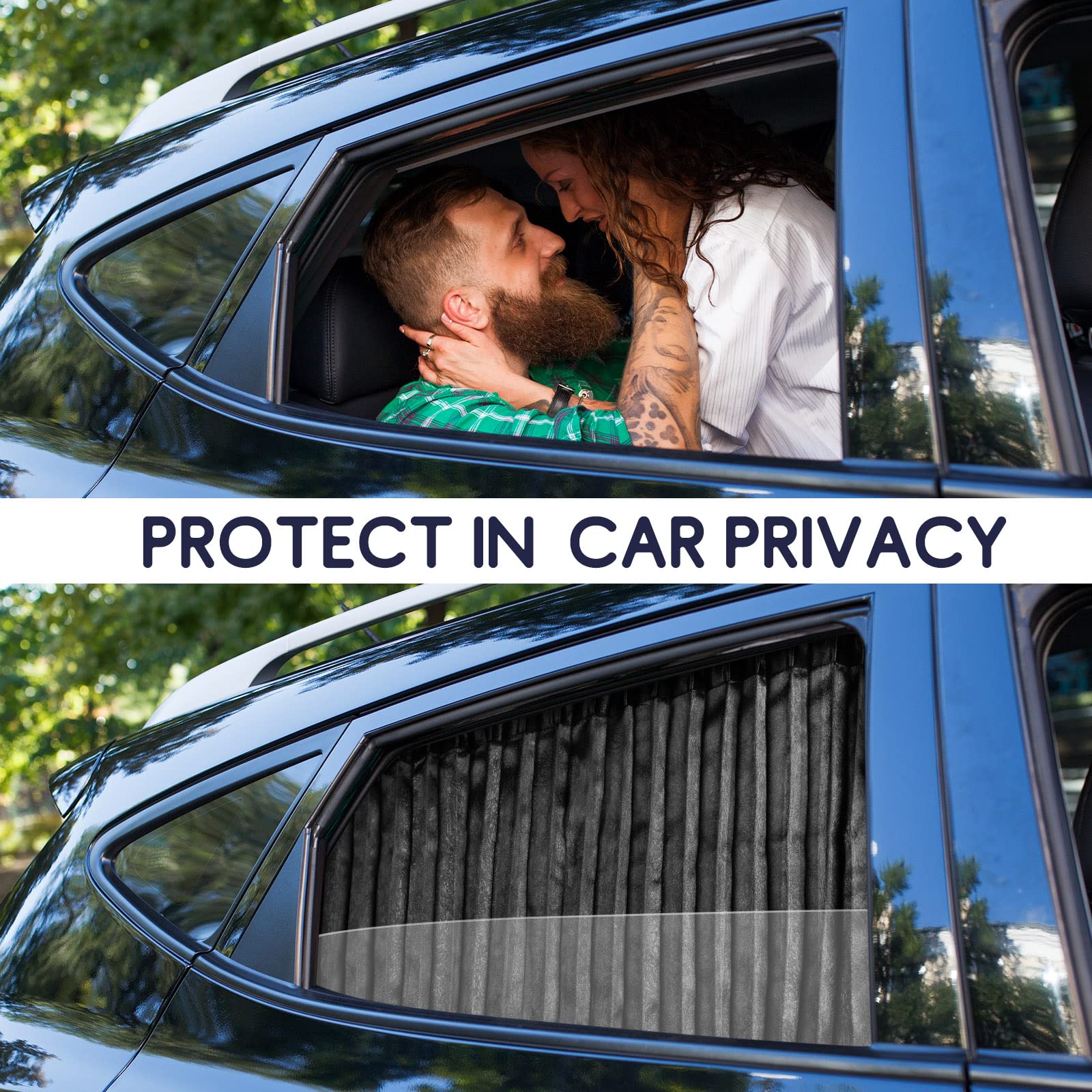Zatooto Car Side Window Shades - Black 2 Pcs Privacy Magnetic Blinds Curtains - Sun Shades Blackout Window Covers For Family Baby Sleeping Camping Accessories