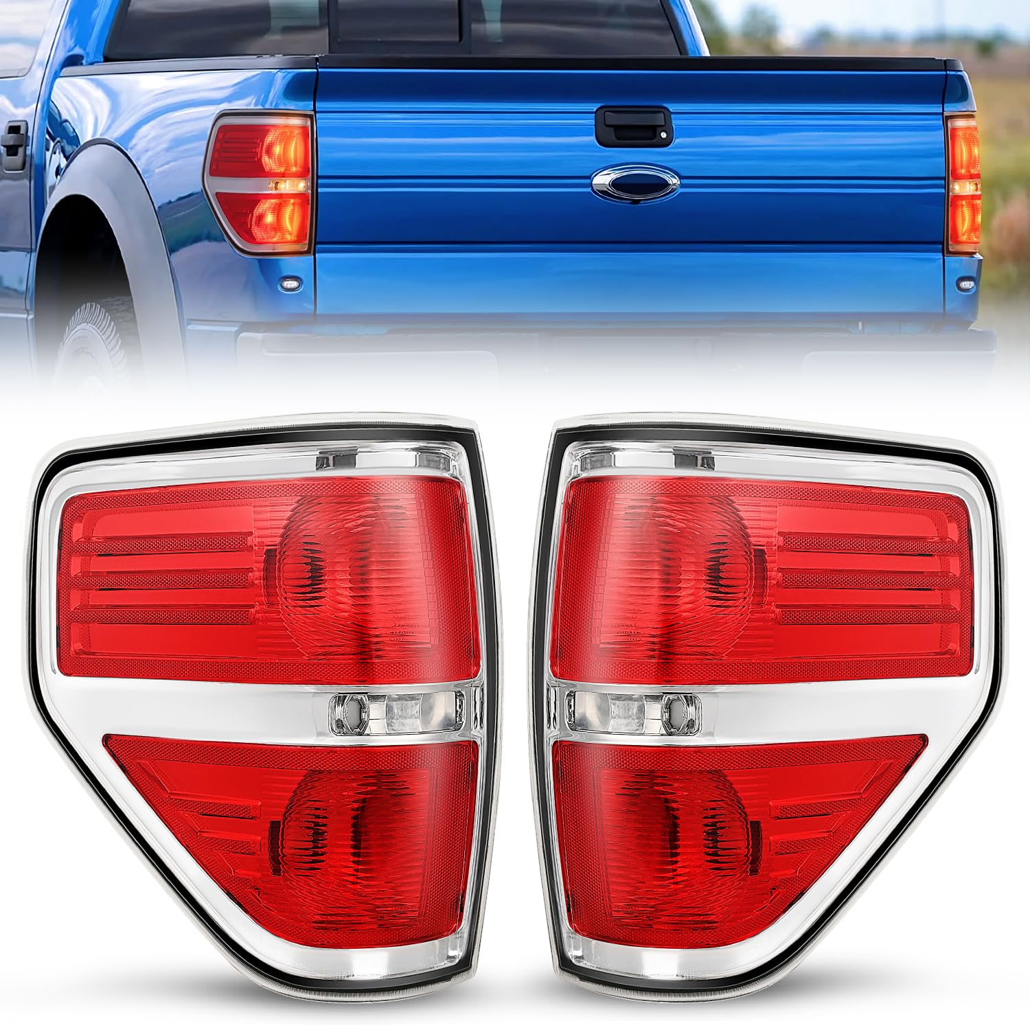 Nilight Taillight Assembly Compatible With 2009 2010 2011 2012 2013 2014 Ford F-150 Pickup Truck Taillights Rear Lamp Replacemen