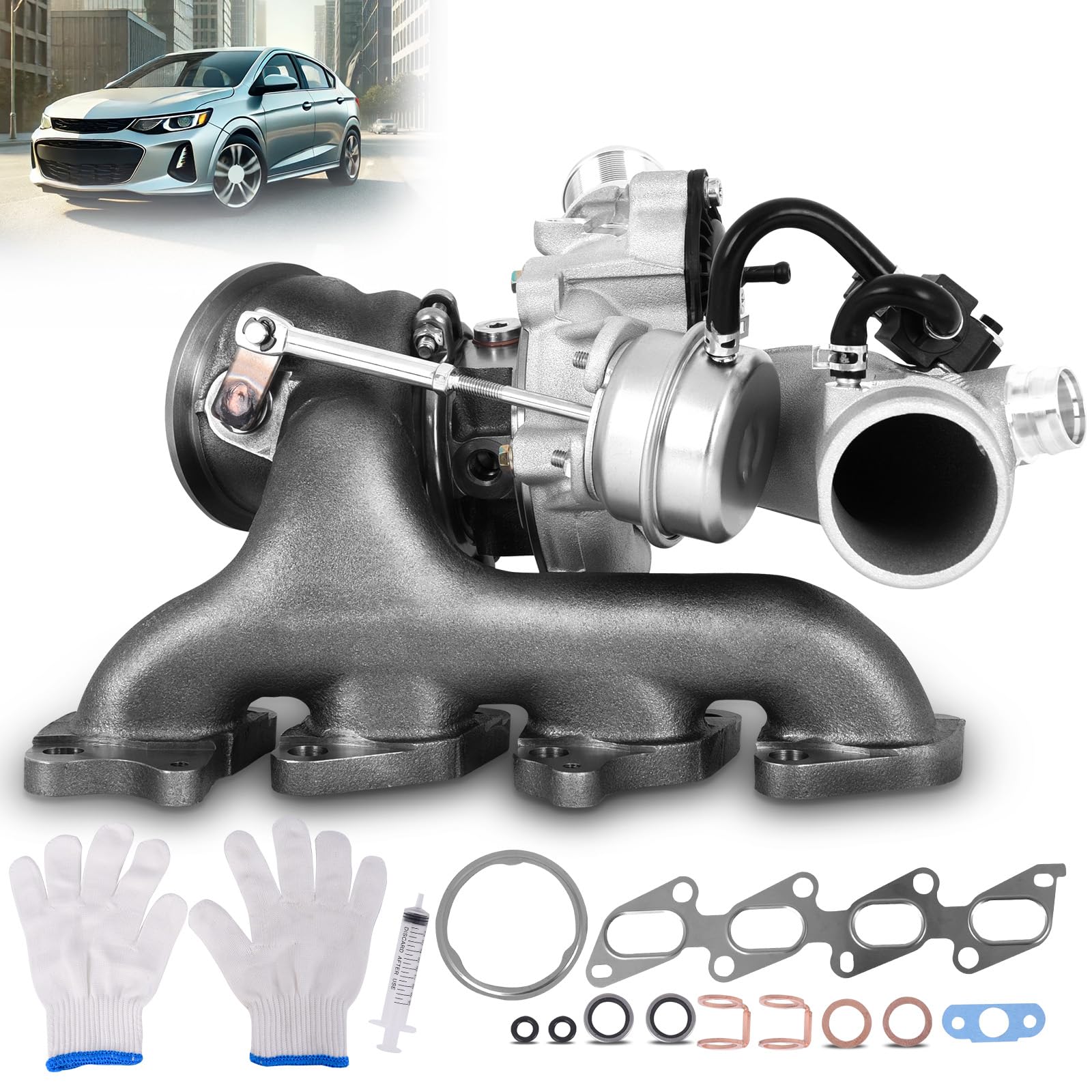 TOPAZ 667-203 Complete Turbo Turbocharger with Gasket Kit Compatible with Chevy Chevrolet Cruze 2011-2015 Sonic 2012-2020 Trax 2