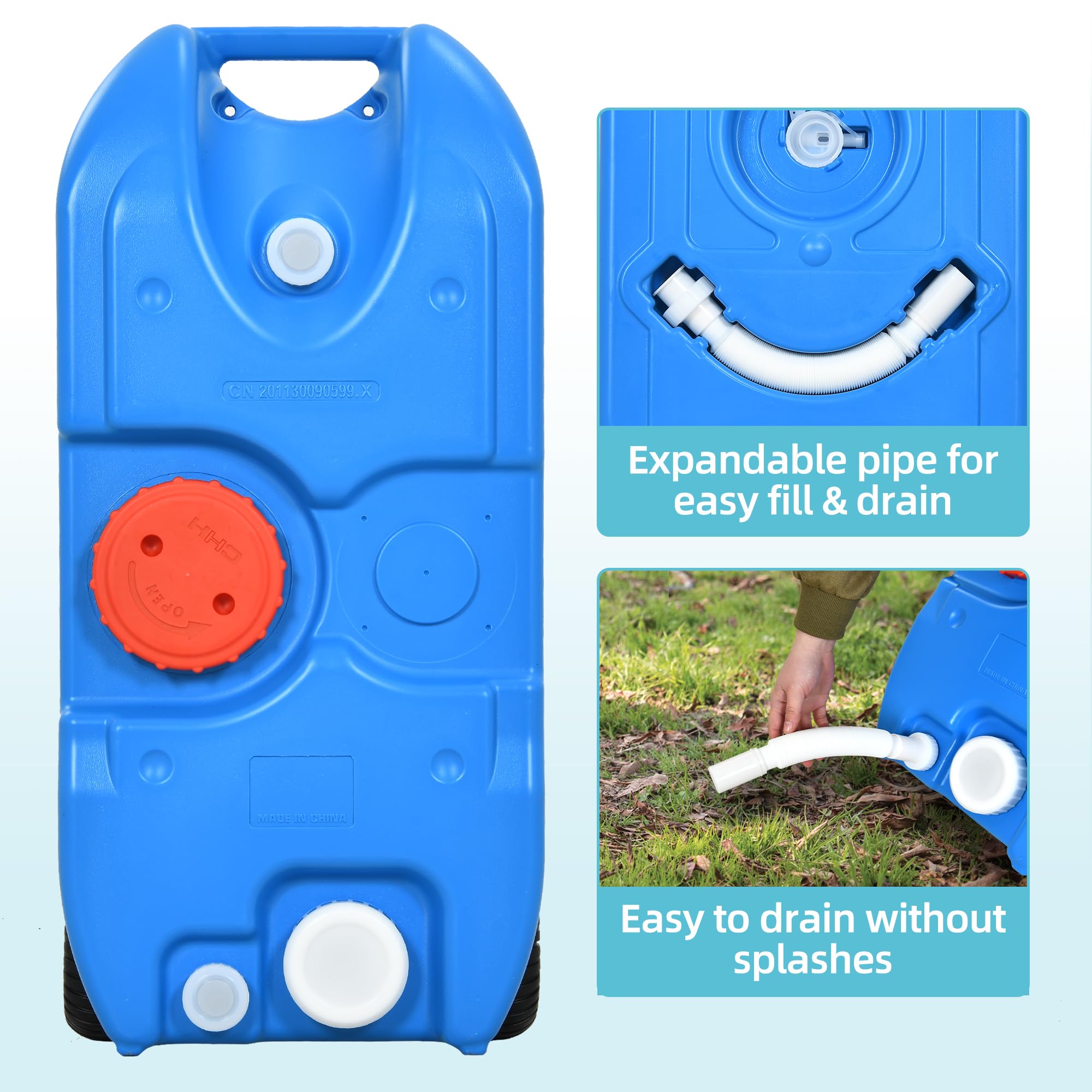 YITAMOTOR Portable Water Tank 40L, HDPE+PP, Blue, Solid Handle & Large Wheels for Efficient Water Management, Model MAYIMVGNt1