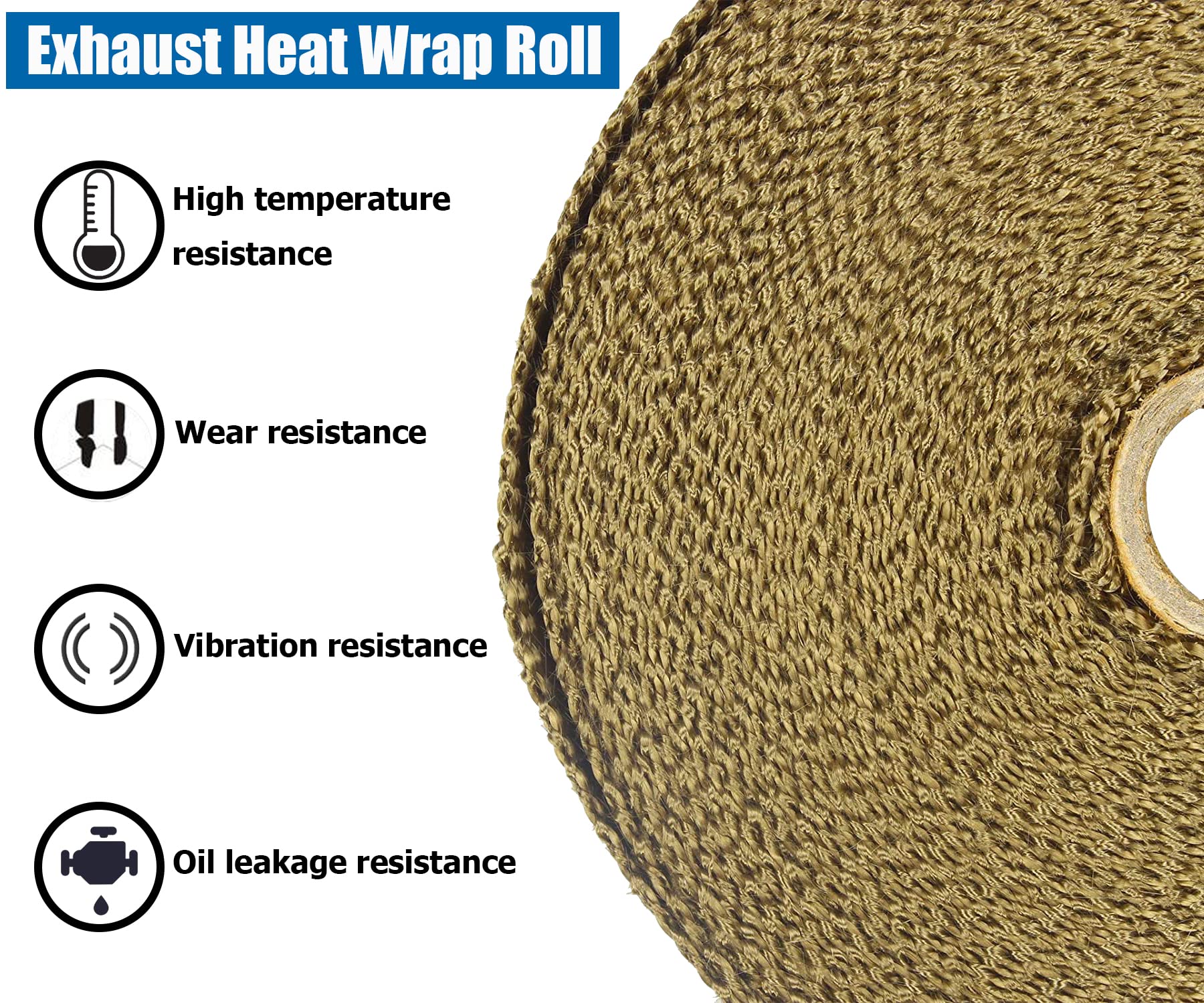 SUPERFASTRACING 2 Lava Titanium Basalt Exhaust Heat Wrap Roll, 50 Ft for Motorcycle Manifold Pipe with Stainless Ties