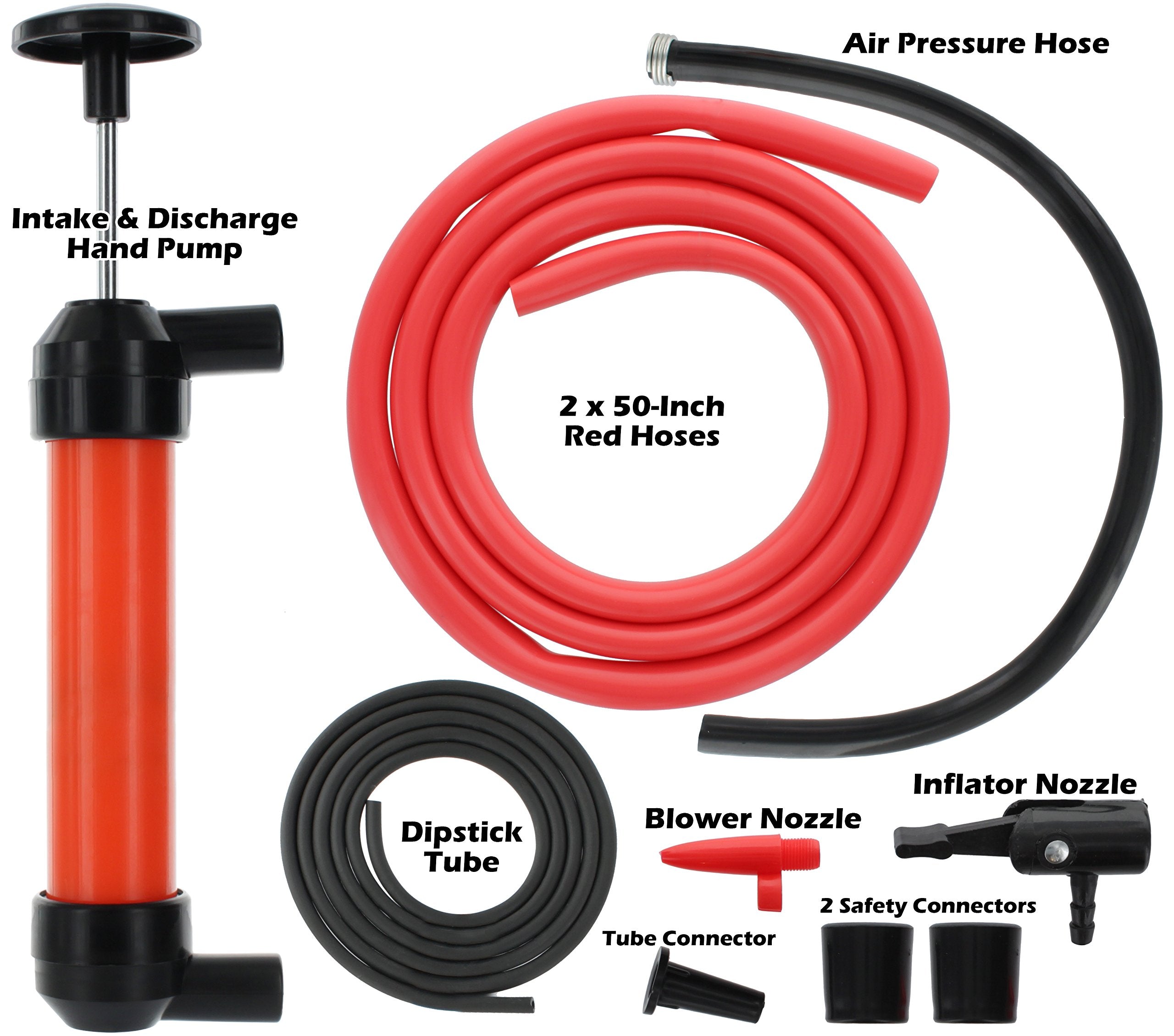 Multi-Purpose Siphon Transfer Pump Kit, With Dipstick Tube | Fluid Fuel Extractor Suction Tool For Oil, Gasoline, Water, Liquids