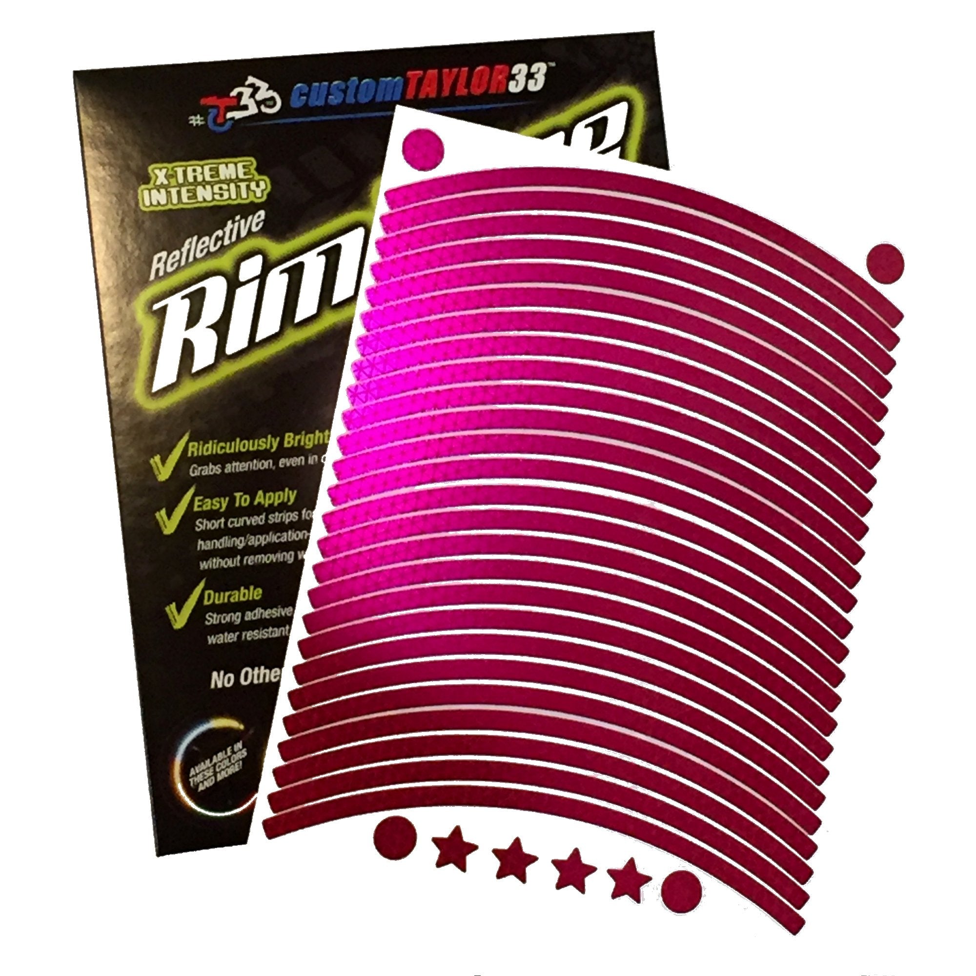 customTAYLOR33 Special Edition Hot Pink High Intensity Grade Reflective Copyrighted Safety Rim Tapes (10'' (TIRE Size, for Stand