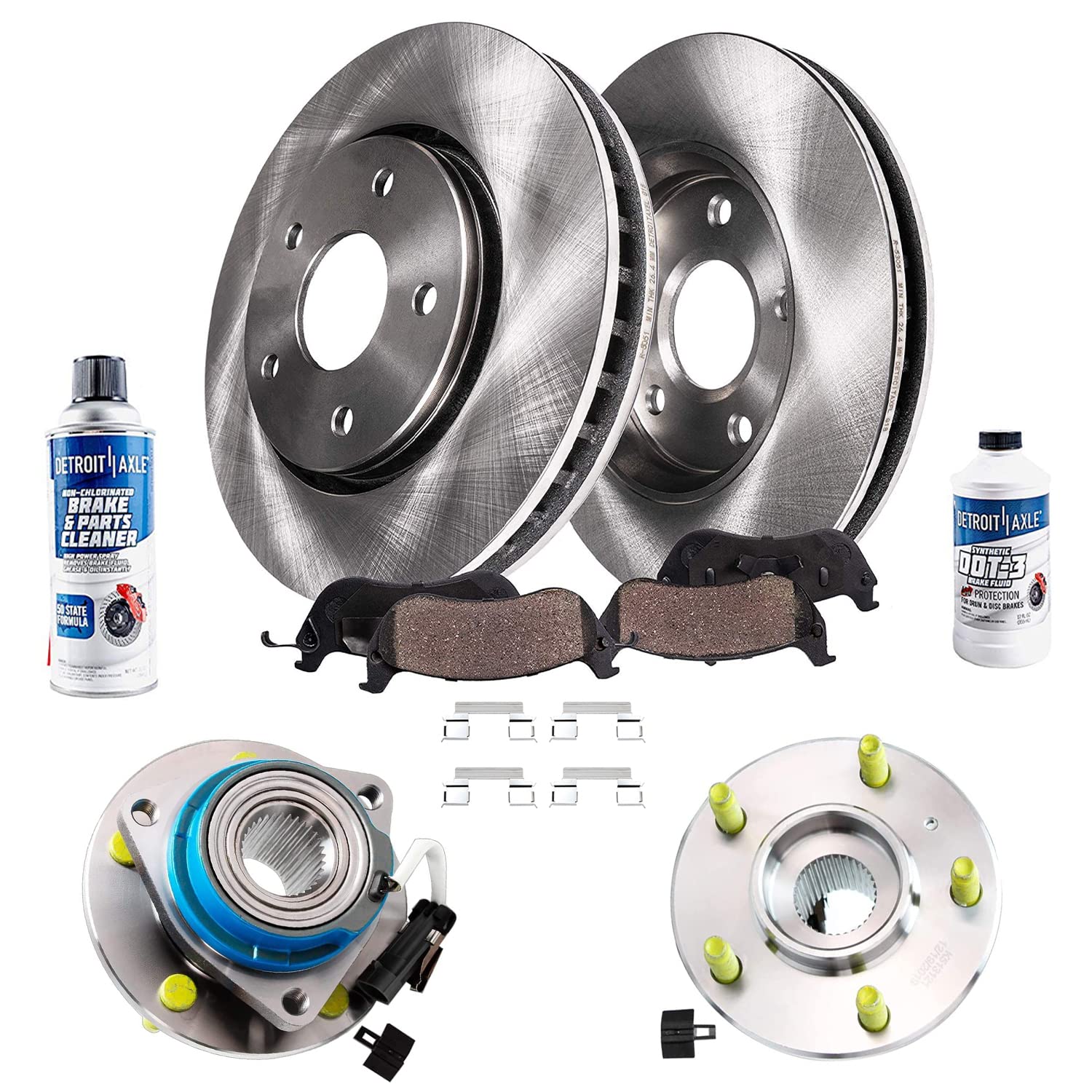Detroit Axle - Front Brake Kit Wheel Bearing Hubs for Buick Allure LaCrosse Chevy Uplander Pontiac Grand Prix Montana Brake Roto