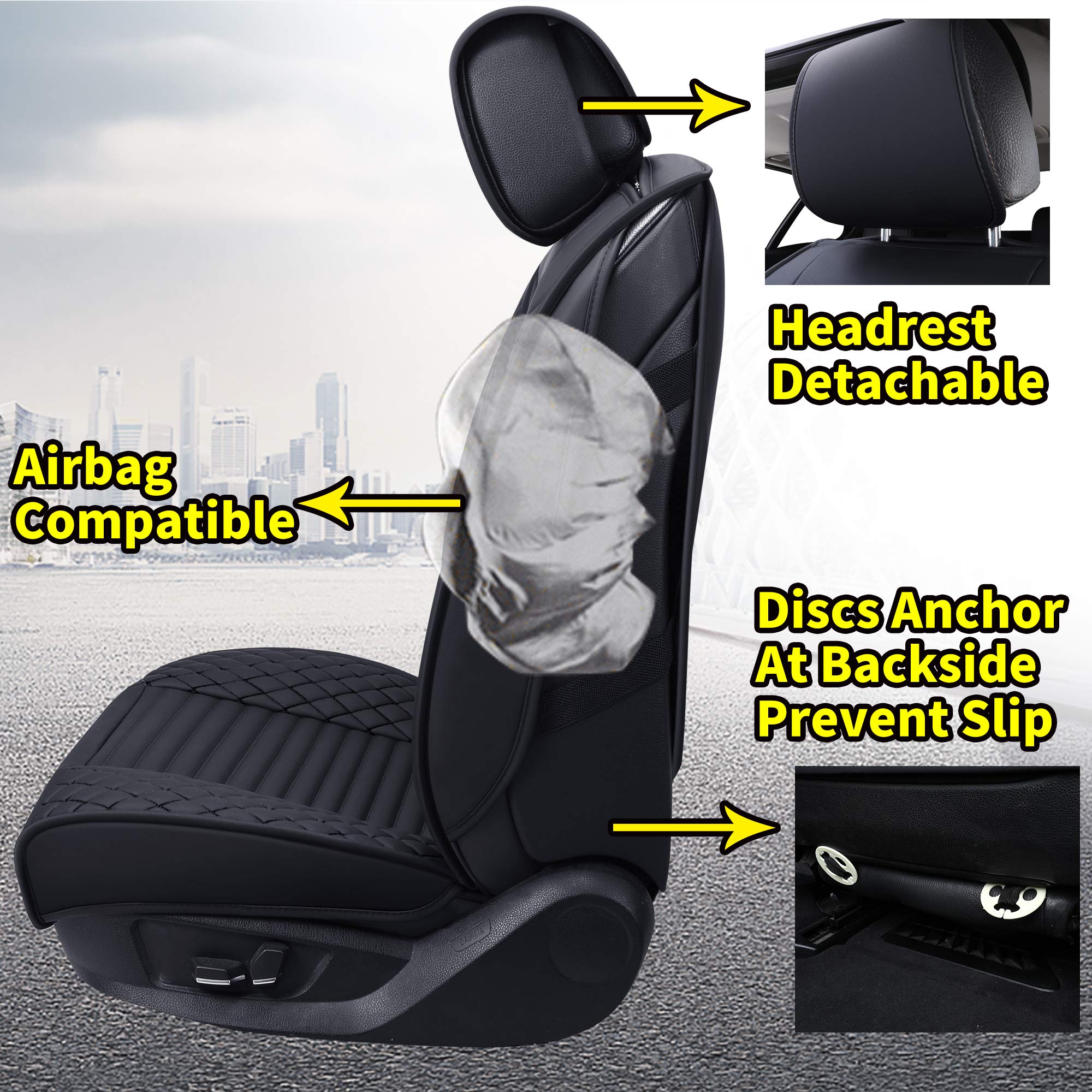 Aierxuan Front Drive Seat Covers Leather Car Seat Protector Waterproof Universal Fit Honda Accord Civic Kia Soul Optima Ford For