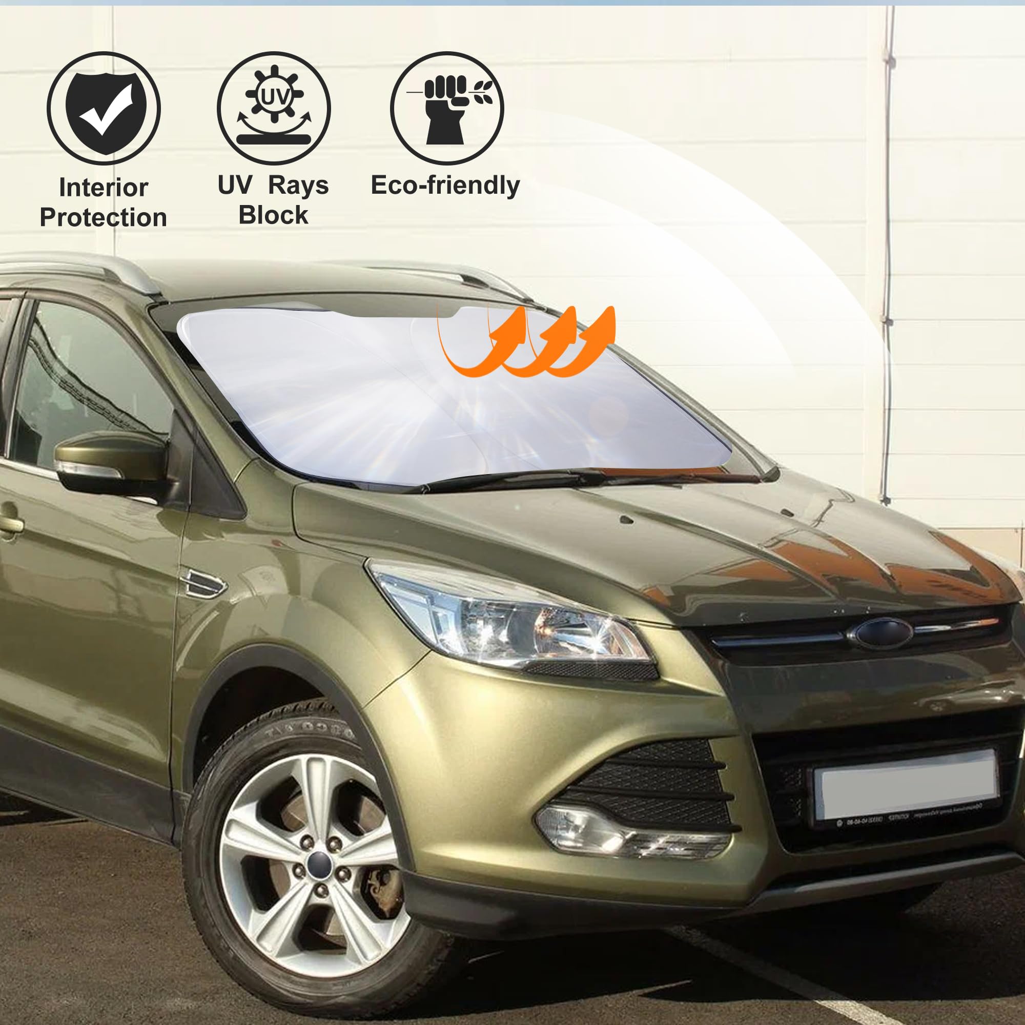 Windshield Sun Shade Compatible With Ford Escape 2013-2019 Accessories Foldable Window Sunshade Sun Visor Protector Blocks Sun R