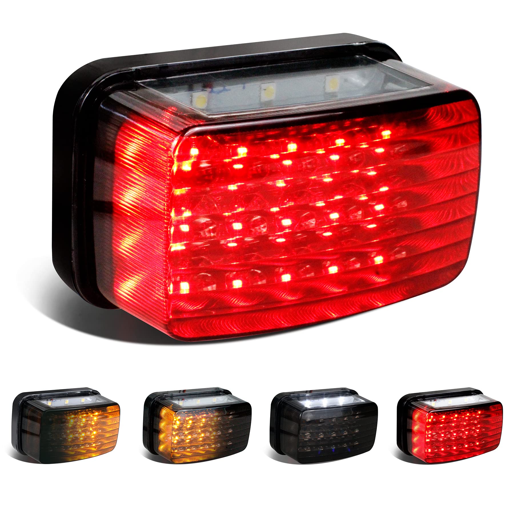 Quasco Led Atv Brake Tail Lights, Smoked Motorcycle Taillight With Turn Signals Compatible With Yamaha Grizzly Big Bear Bruin Ko