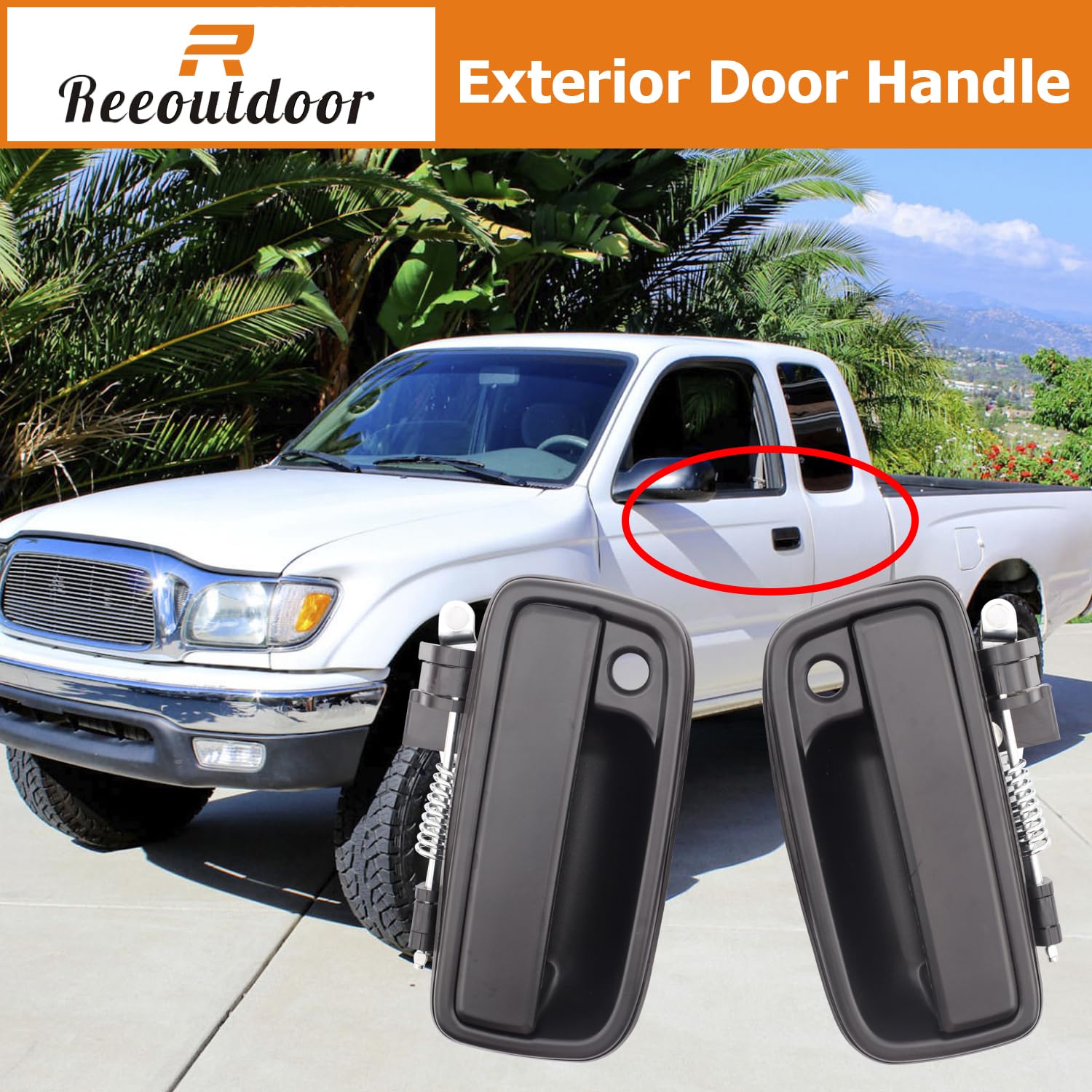 Reeoutdoor Exterior Door Handle With Key Hole Compatible With 1995-2004 Tacoma, Replaces# 69220-35020, 69210-35020 Outside Door