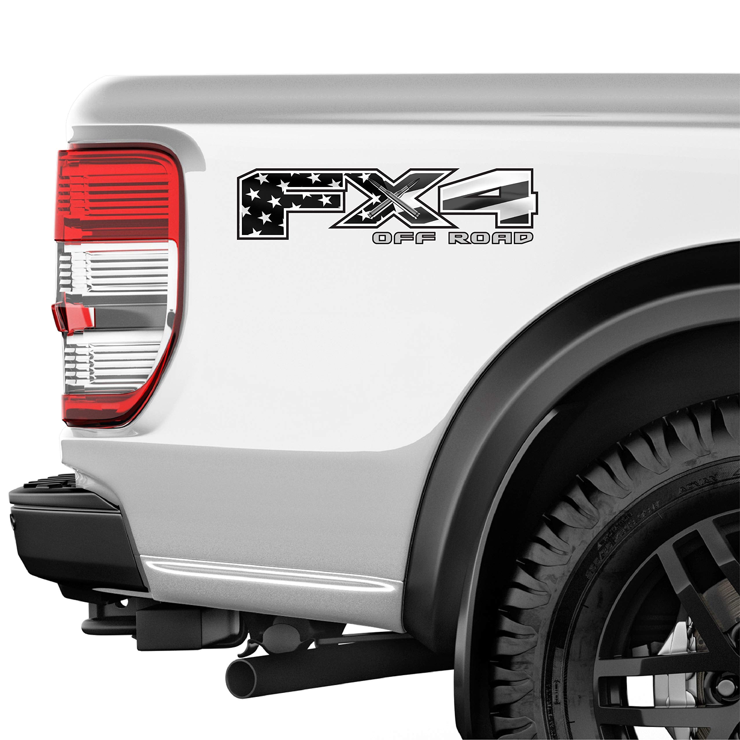 TIRESFX FX4 Off Road Decal Sticker - Black Vinyl Replacement Emblem for F150, F250, F350, F450 - Large-Flag Size