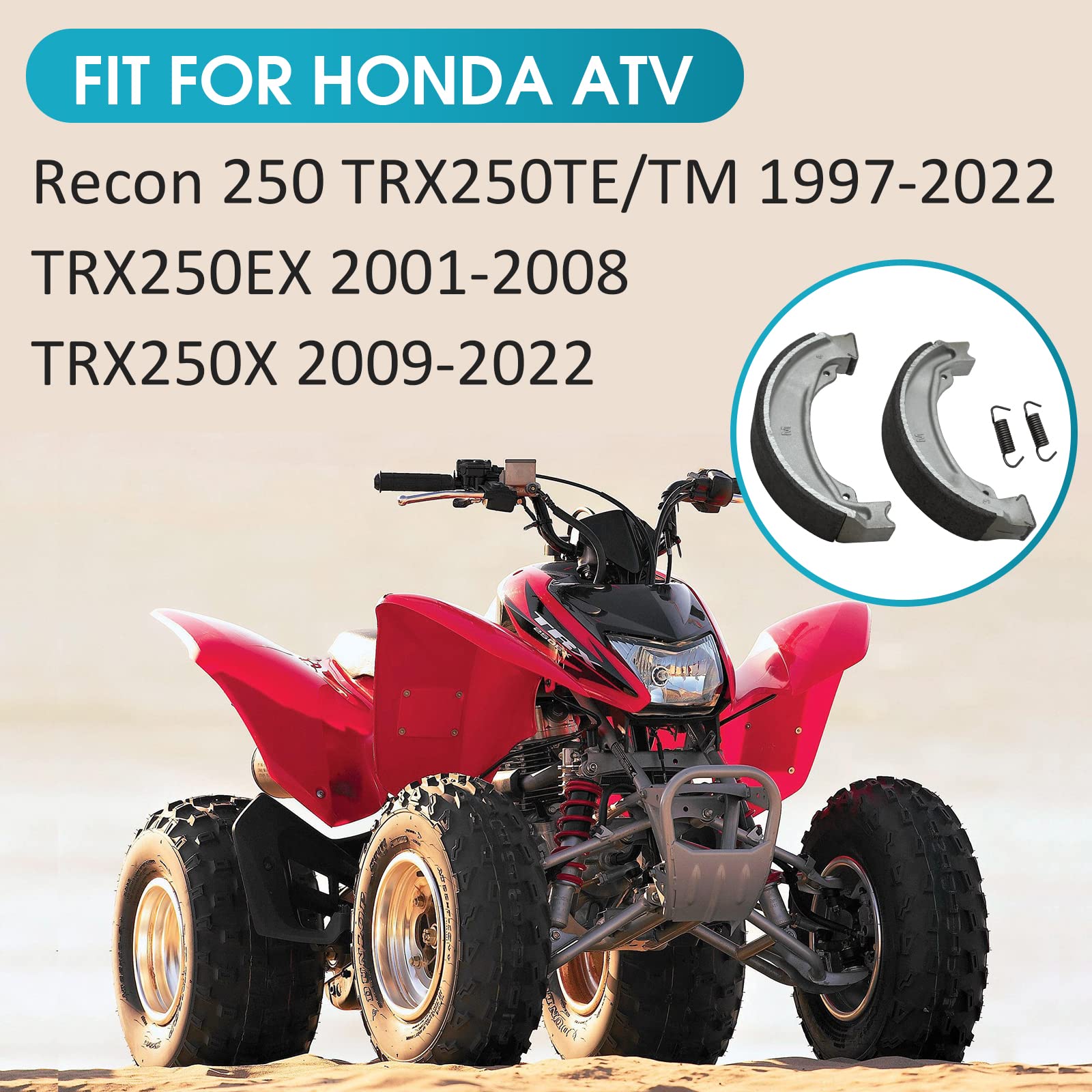 Rear Brake Shoes For Honda Recon 250 Trx250Ex Trx250X Trx250 1997-2022, 06430-Hm8-A10 06430-Hm8-A00