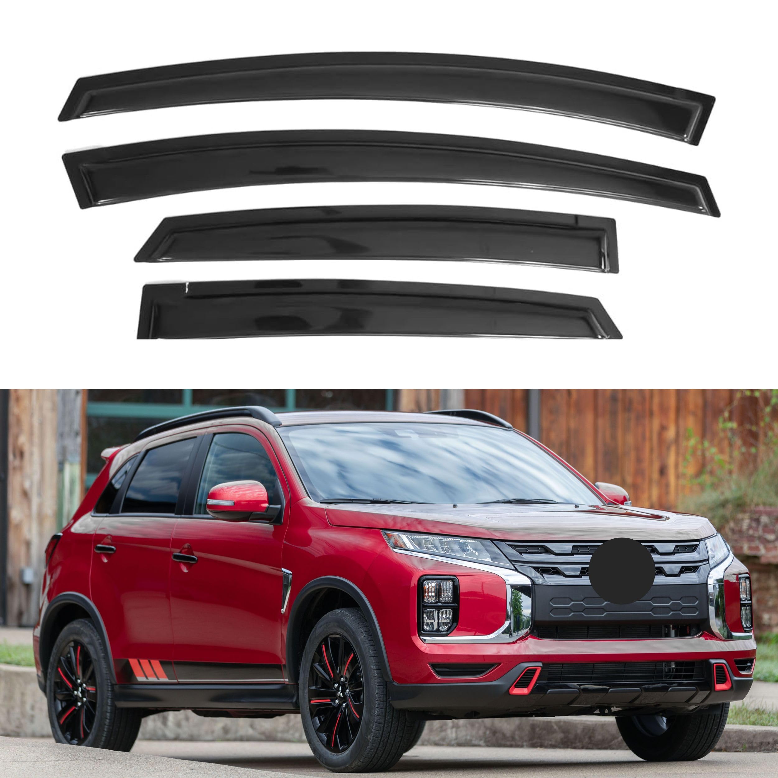 Ig Window Visor For Mitsubishi Outlander Sport & Rvr 2011-2024, Rain Guard Tape-On Vent Window Deflector, 2012 2013 2014 2015 20
