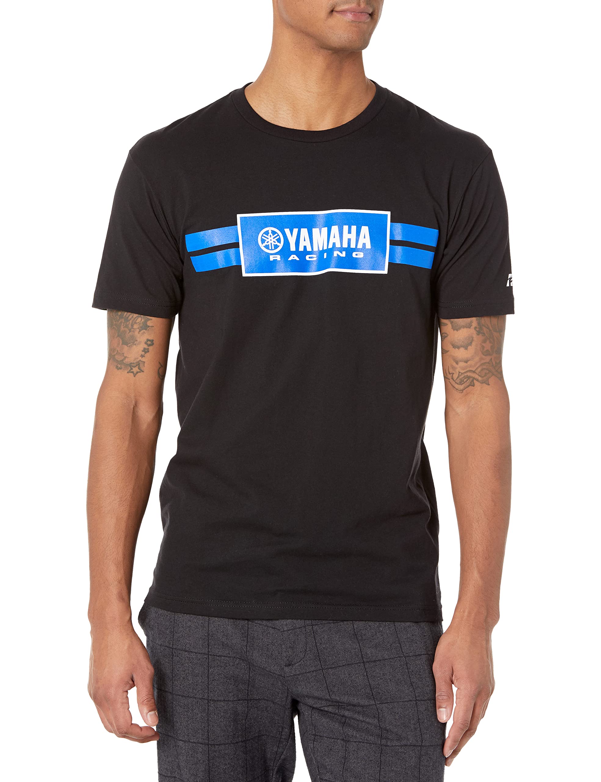 Factory Effex Unisex-Adult Yamaha Racing Stripes T-Shirt (Black, Large) - 19-87204