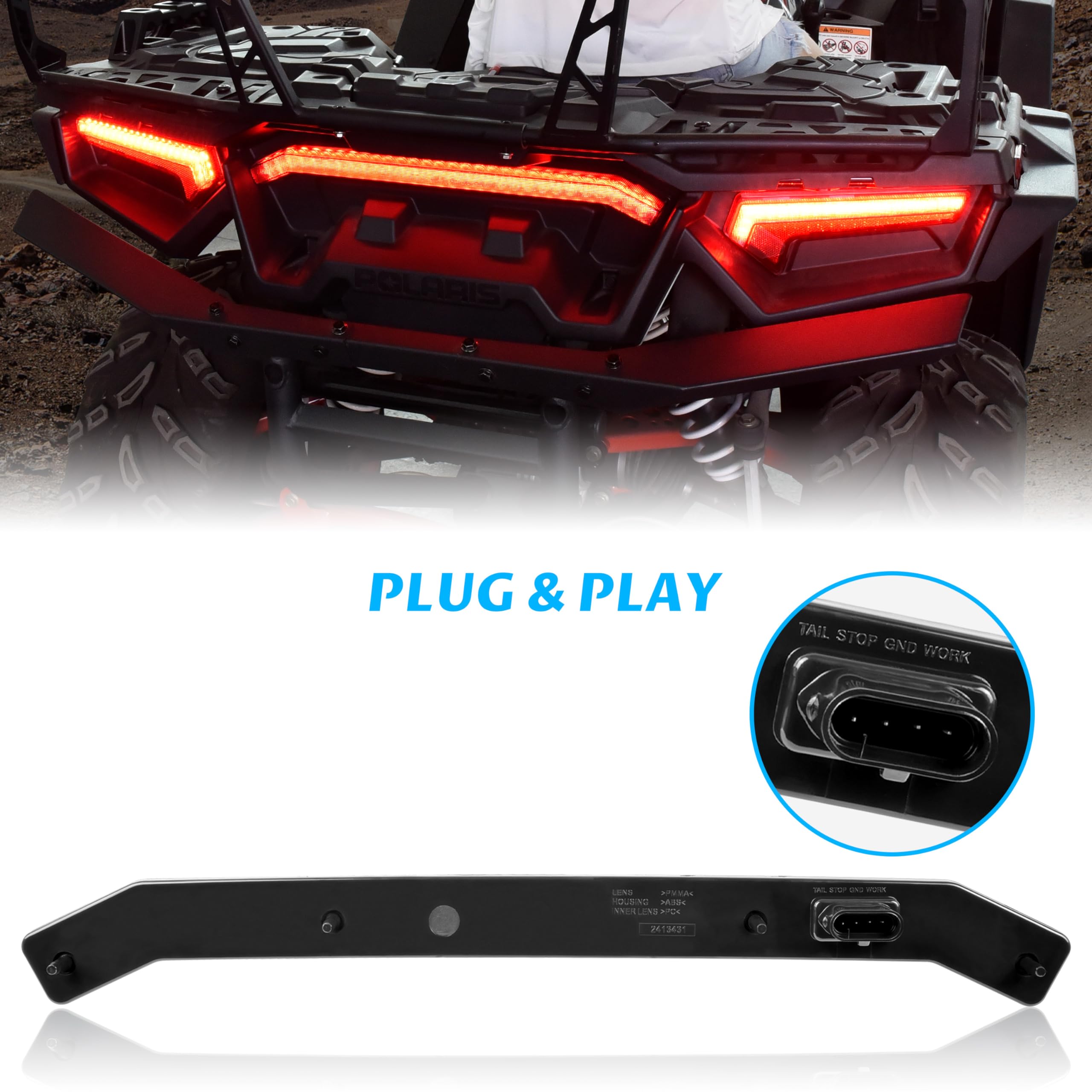 SAUTVS UTV Center Tail Light, Rear Center Accent Lamp Taillight OEM Replacement for Polaris RZR XP 1000 Turbo Sportsman 1000 XP