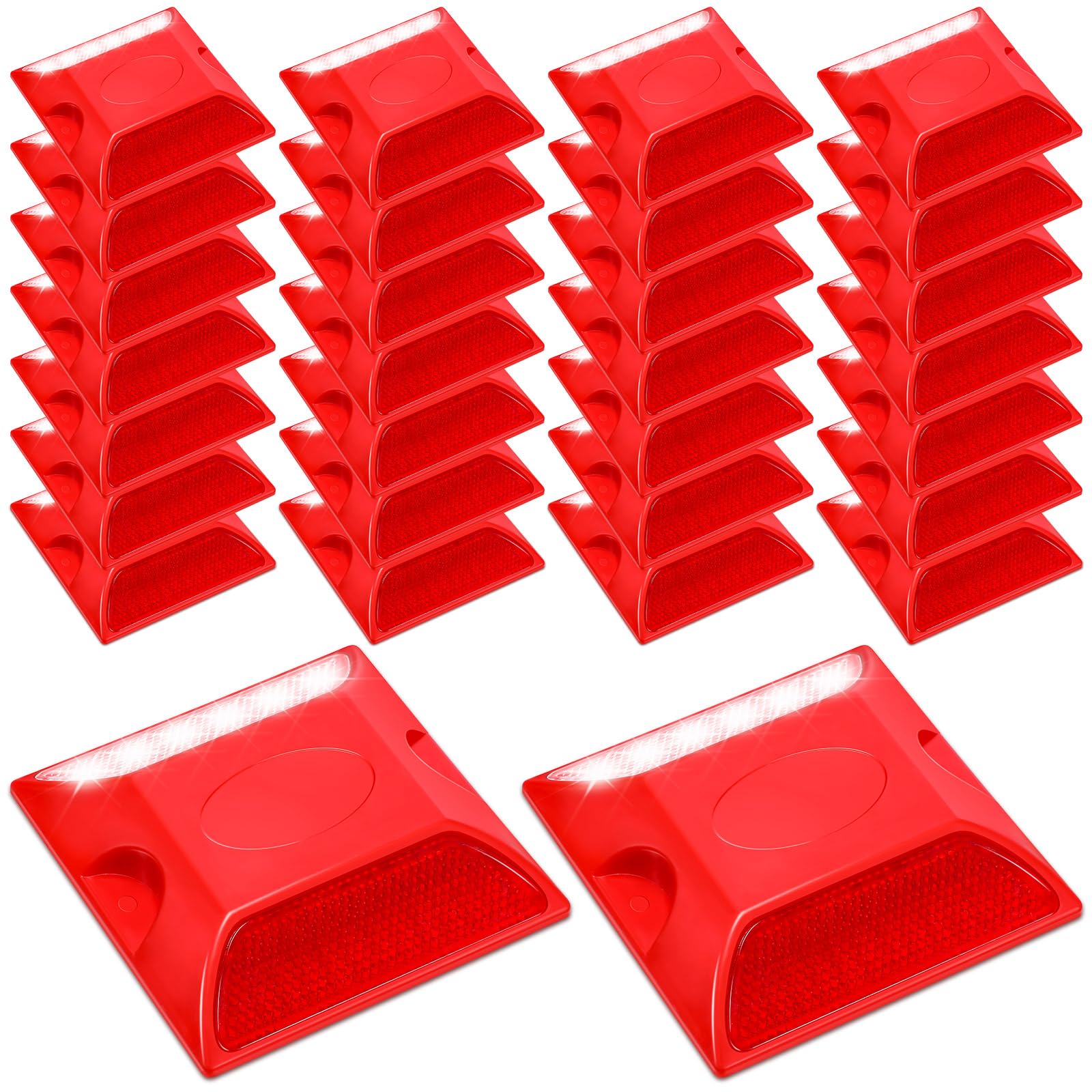 Suzile 30 Pack Road Reflectors Commercial Reflective Driveway Markers 4 x 4 Inch Street Pavement and Asphalt Stud Markers for Dr