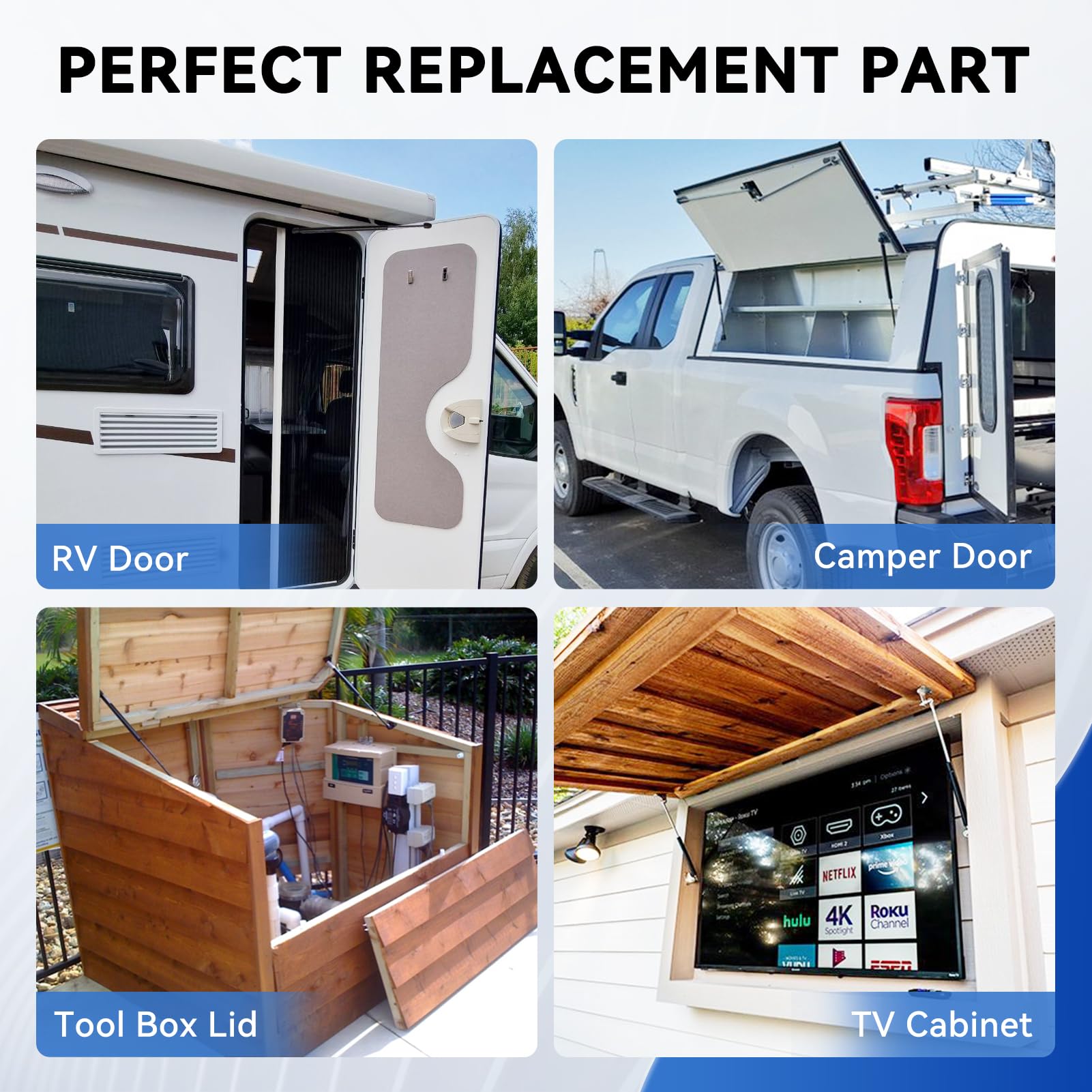 C16-08316 C1608316 20'' 40 Lbs Gas Struts Prop Shock 20 inch for RV Side Door Motorhome Door Camper Shell Rear Window Tonneau Co