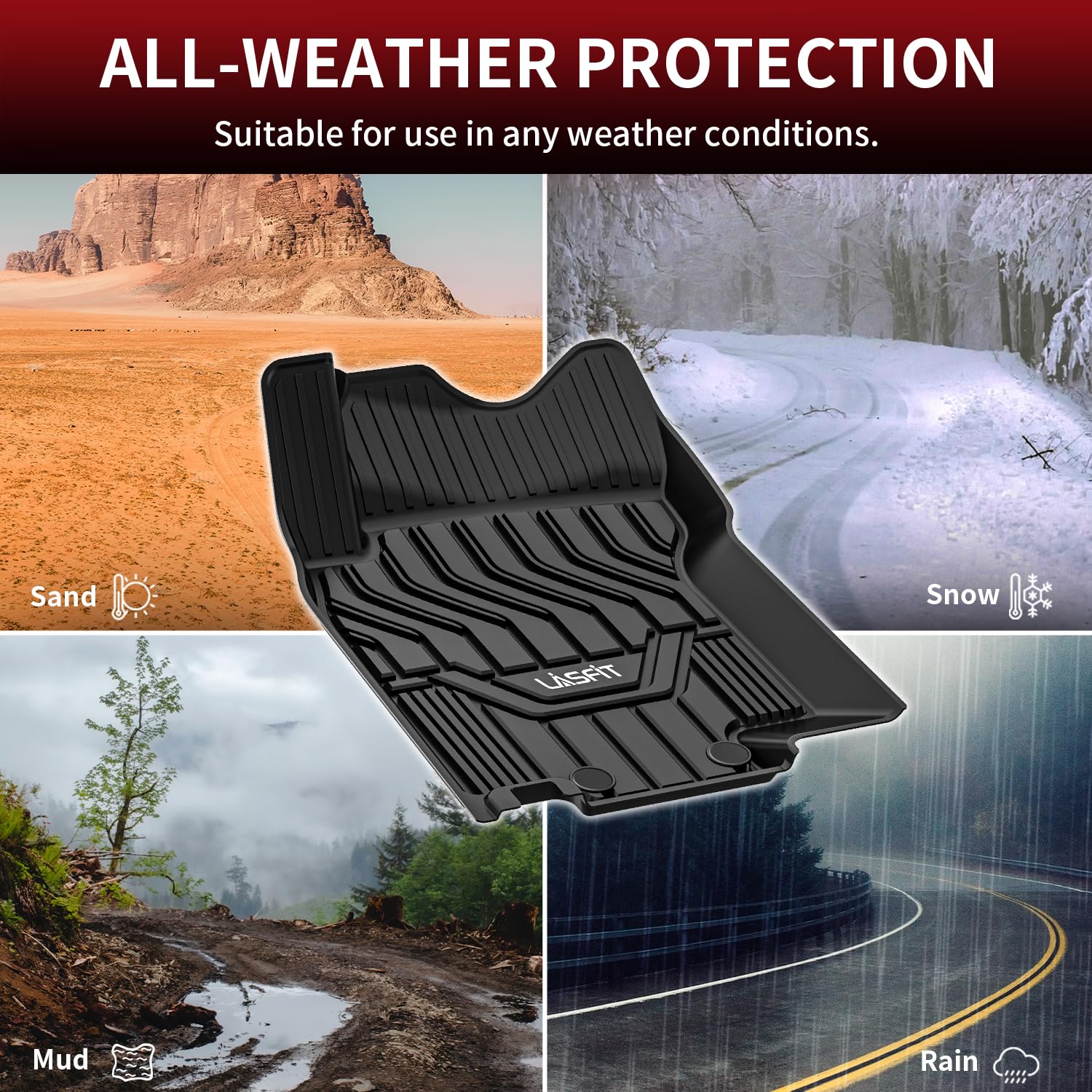 Lasfit Floor Mats For Nissan Rogue 2014-2020 (Not Fit Rogue Sport Or Select), All Weather Tpe Custom Fit Durable Floor Liners Fo