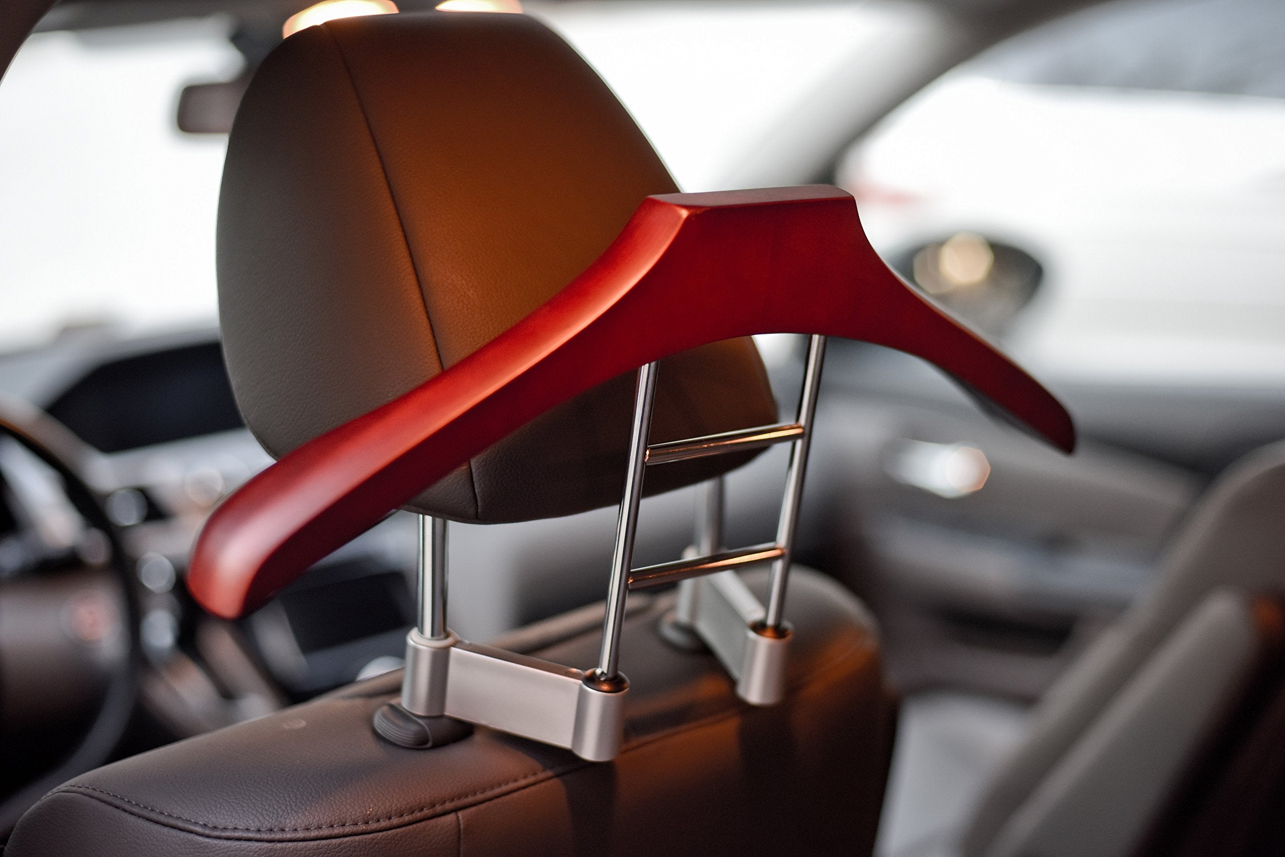 Maxsa Innovations Car Butler Coat Hanger, Premium Brown Solid Wood & Metal, One Size, Ideal for Suits, Jackets, and Accessories