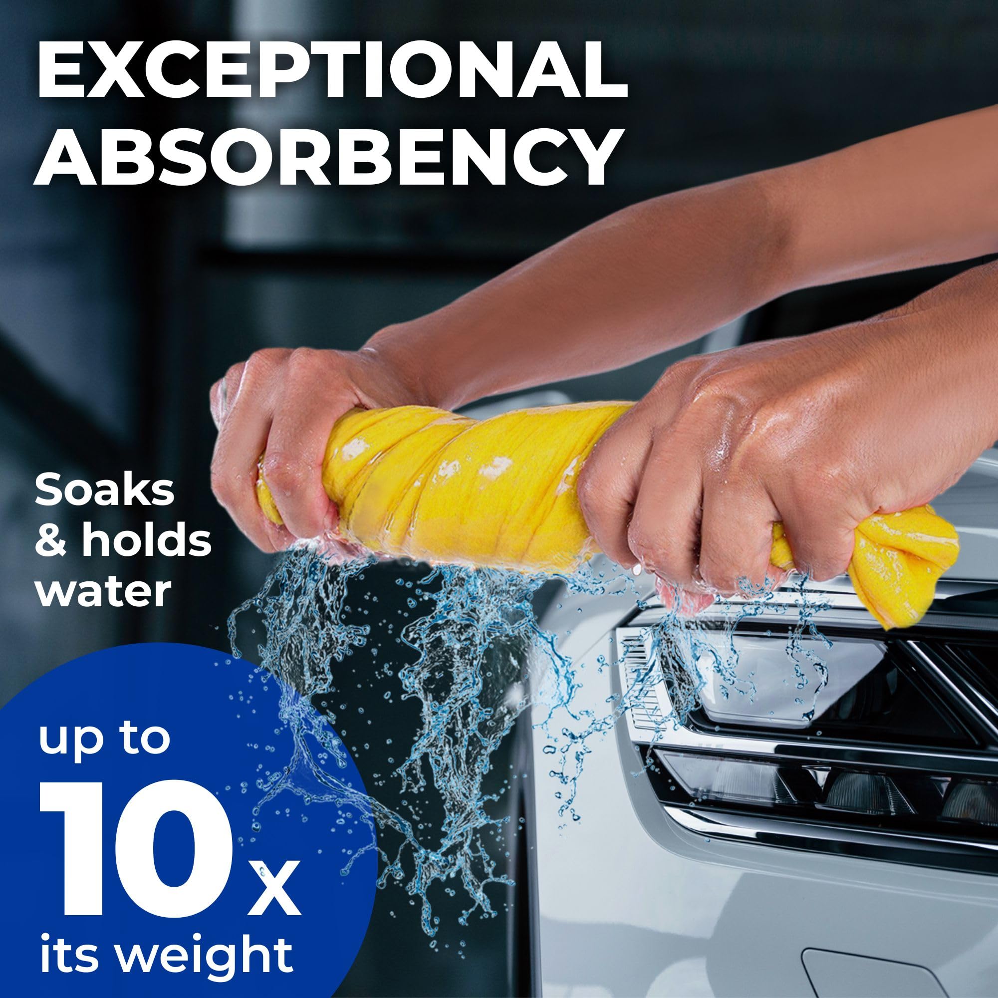 Premium Xl Shammy Towel For Car - 2Pk (34   X25   ) - Super Absorbent Chamois Towel For Car - Spots & Scratch-Free Shammy Cloth