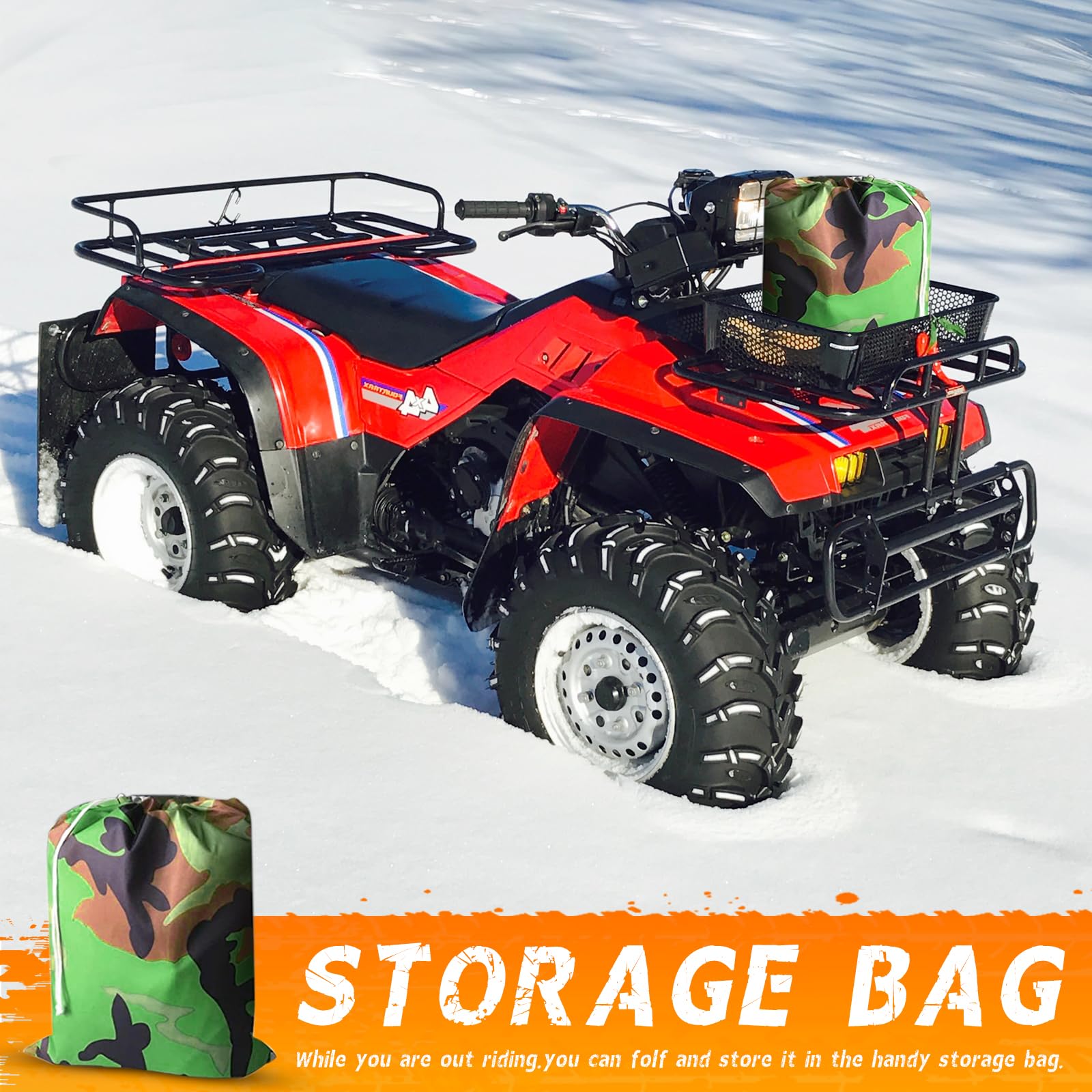 Tokept ATV Cover - Heavy Duty Waterproof Quad Cover, 57''L x 34''W x 39''H, Camouflage, Model TOP20267, All Season UV Protection