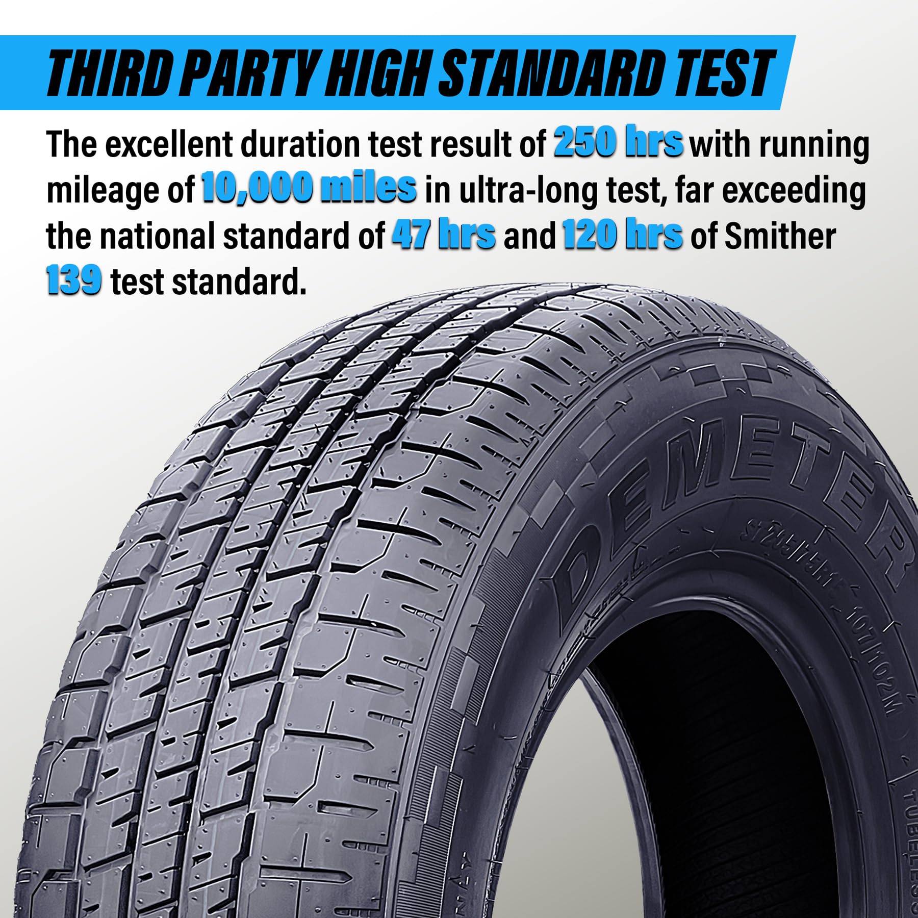 DEMETER Set 2 Radial Trailer Tires 205/75R15,Heavy Duty ST 205/75R15, 8 Ply Load Range D All Season Traction