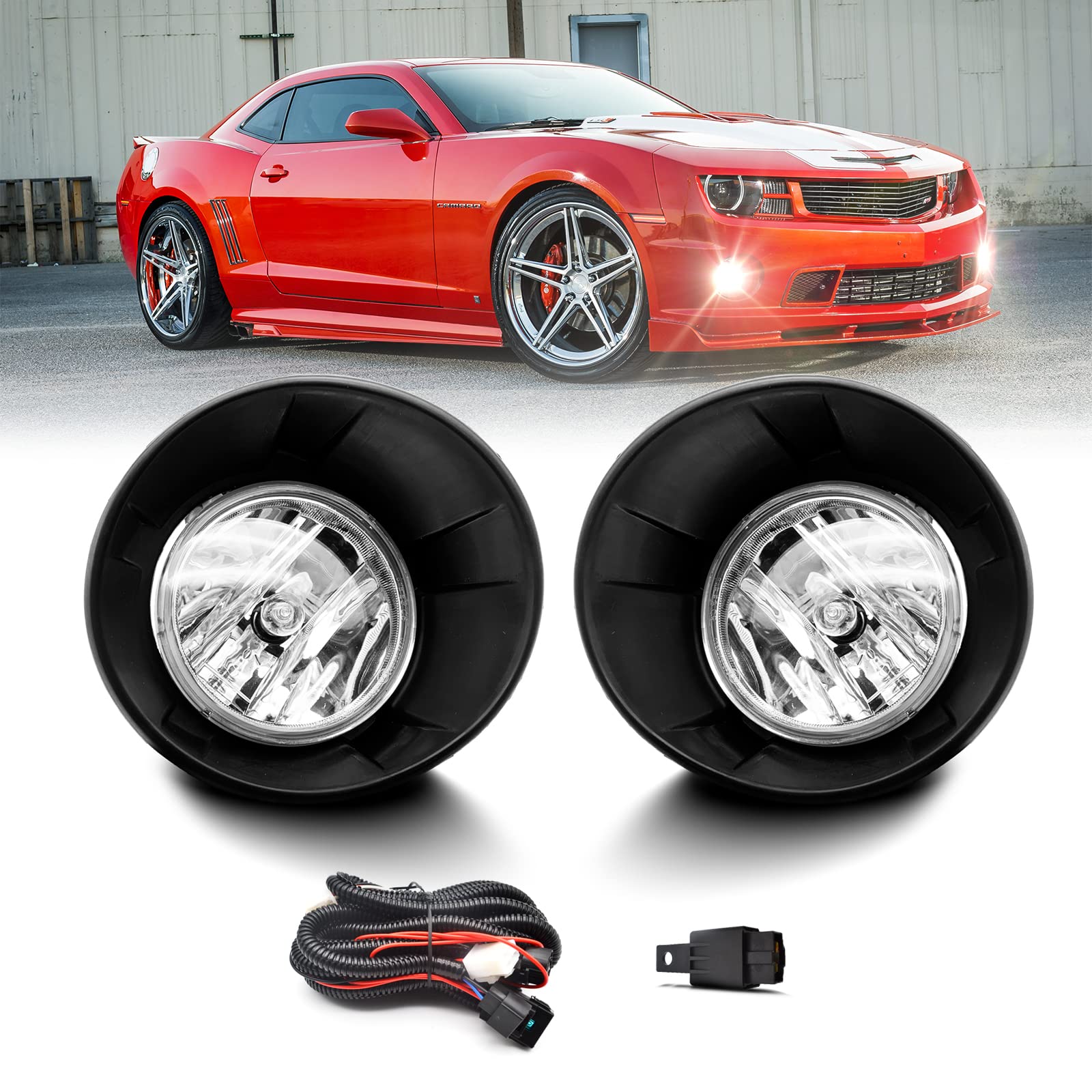 Shocklight Fog Light Driving Lamp Assembly For 2010-2013 Chevy Camaro with Wiring Harness and Switch