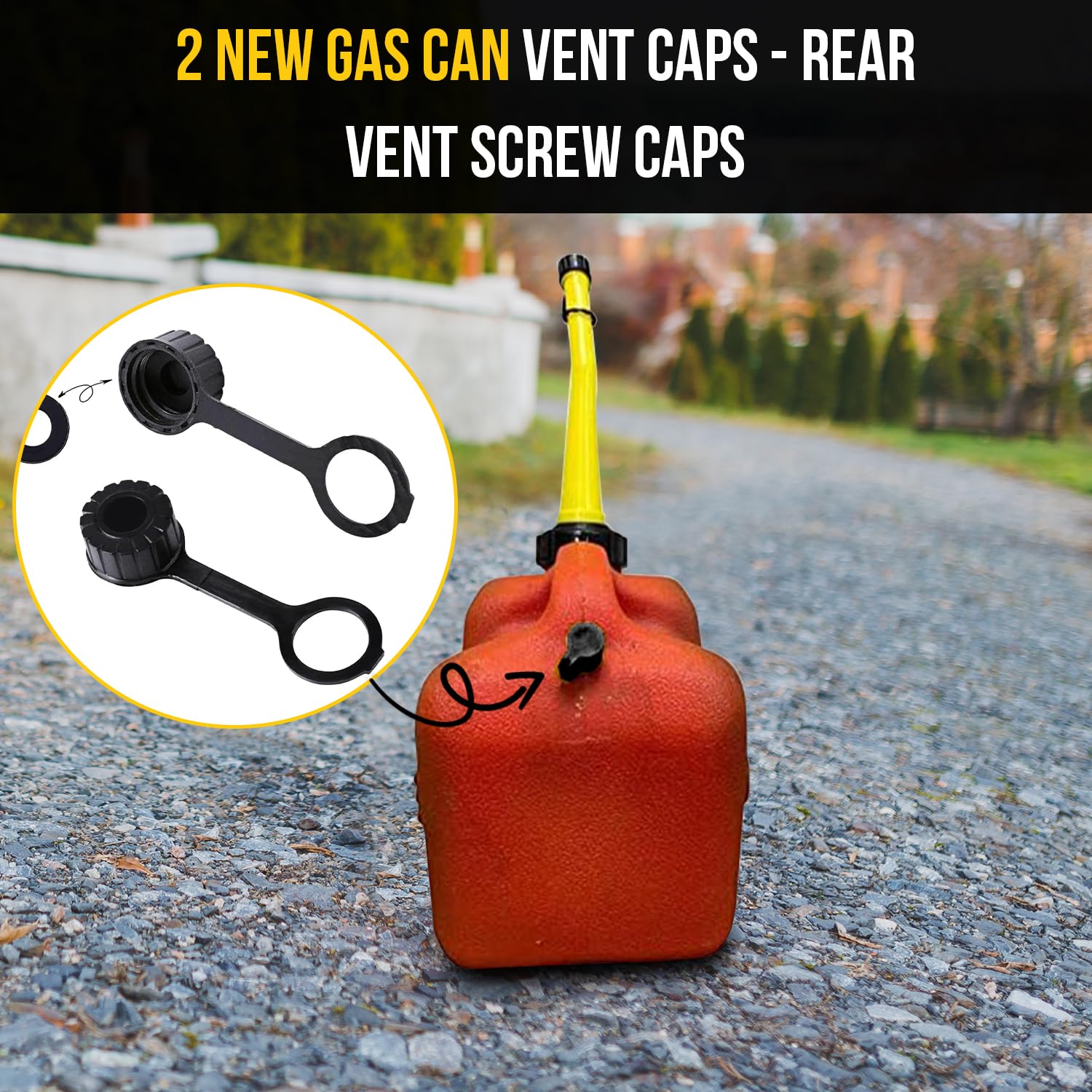 2 New Gas Can Vent Caps - Rear Vent Screw Caps for Replacement Gas Can - vent cap fits most Gott Rubbermaid Essence Briggs & Str