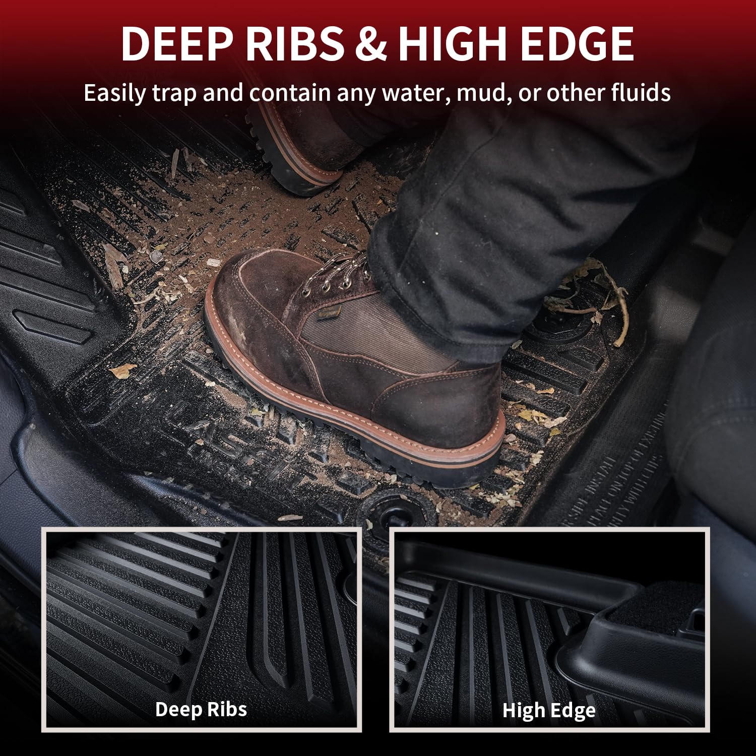 LASFIT TPE Floor Mats for 2025-2026 Toyota Camry, Custom Fit All Weather Black, Front & Rear 2 Row, Model XS-TY01