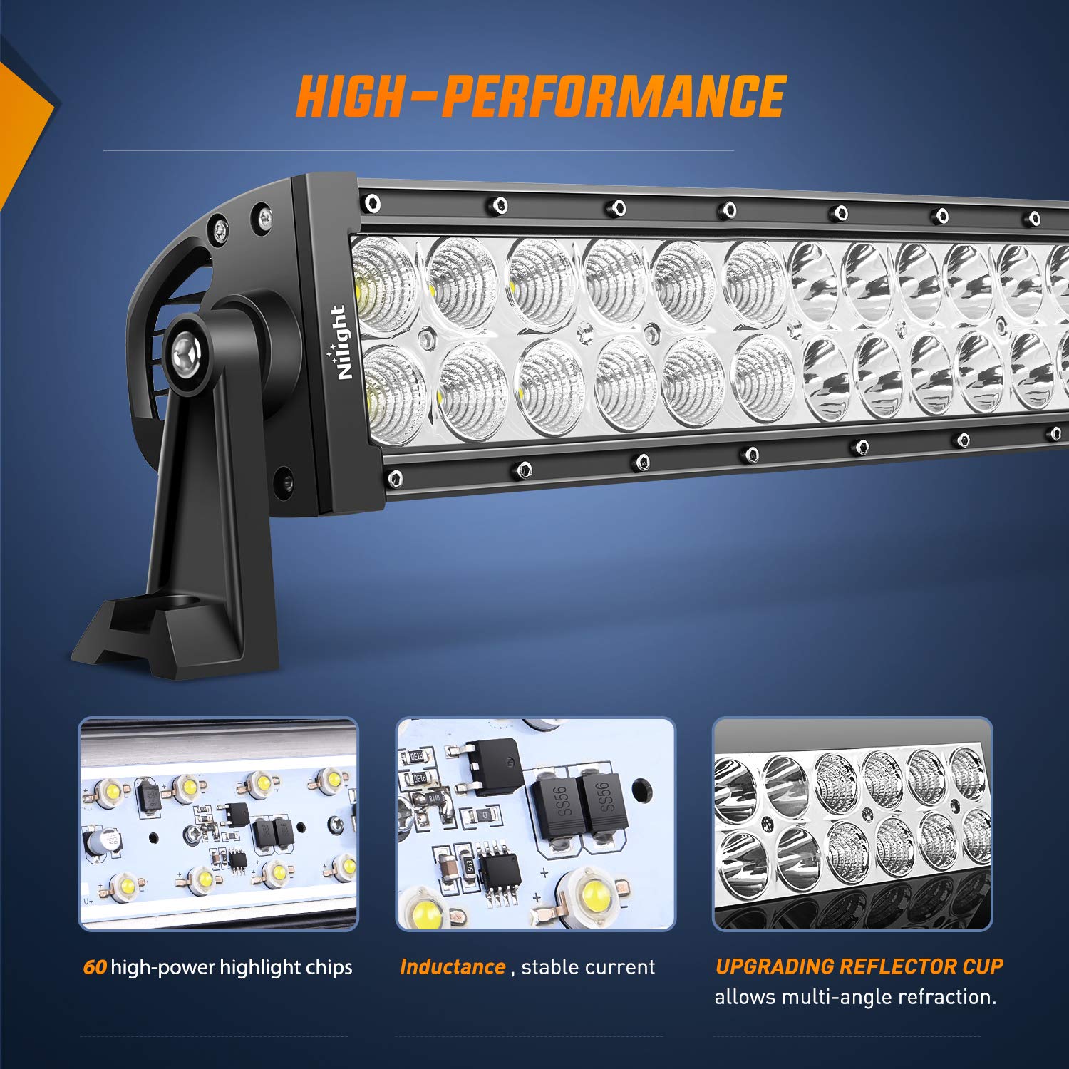 Nilight Led Light Bar 32 Inch 180W 12600Lm Spot Flood Combo Driving Lamp Roof Bumper Off Road Lights Led Work Light Pods For Van