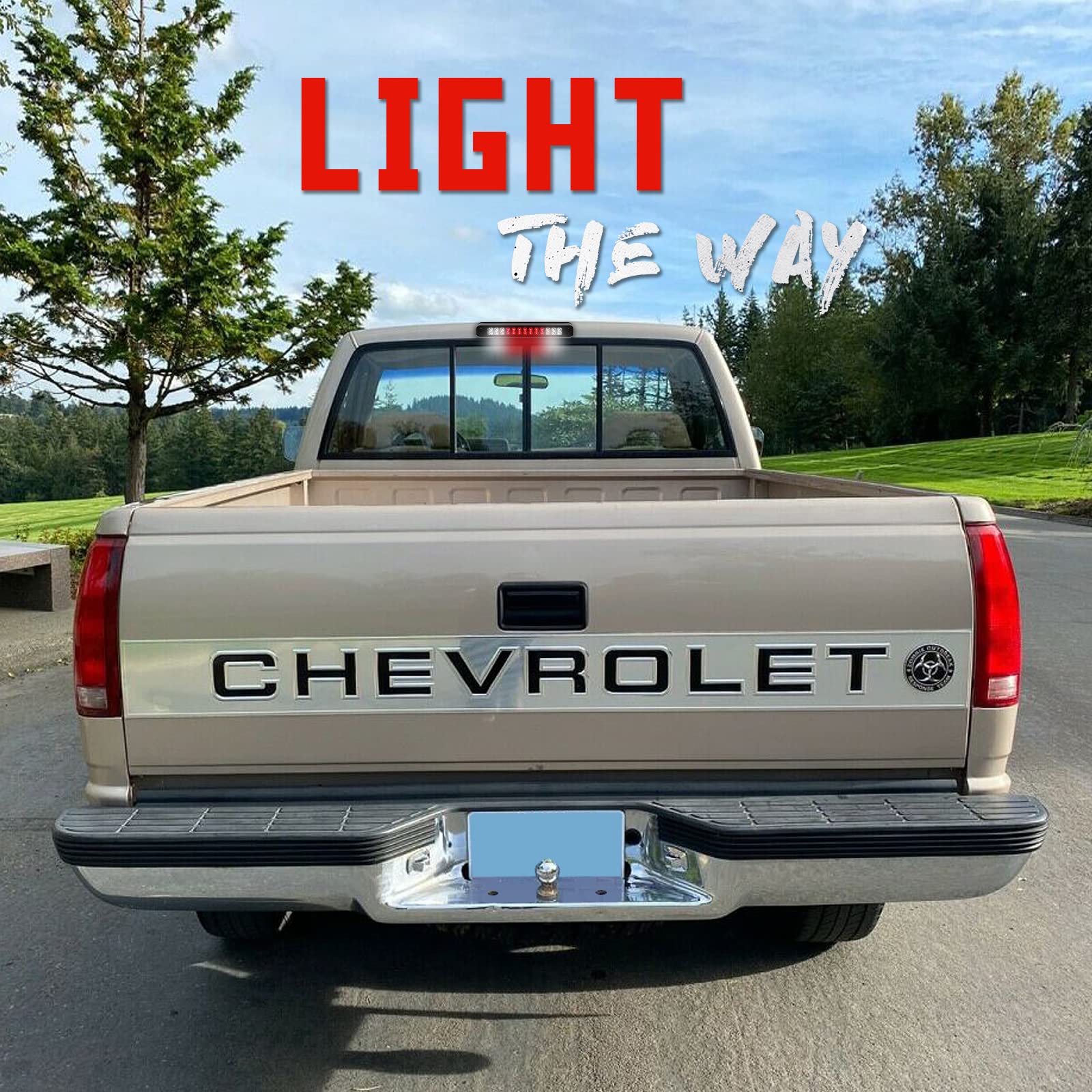 KOMAS 3rd Tail Rear Brake Light Replacement for 1988-1999 Chevy GMC C/K-Series, Waterproof Black Smoke Lens, Model 3SBL-8898CHEVY-B