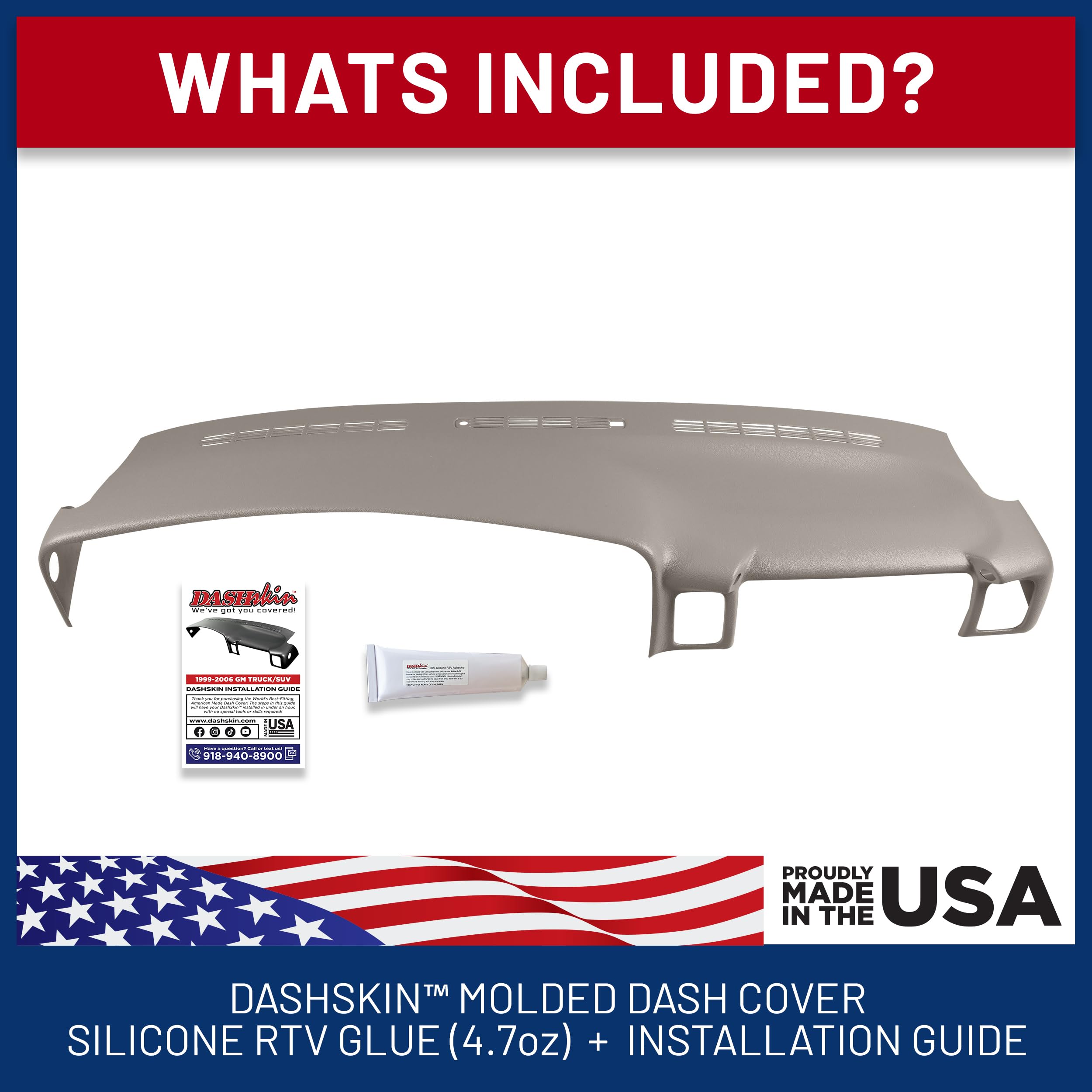 DashSkin Molded Dash Cover for 2000-2006 Tahoe, Suburban, Yukon, Avalanche & 1999-2006 Silverado, Medium Neutral (Light Tan) - Made in USA