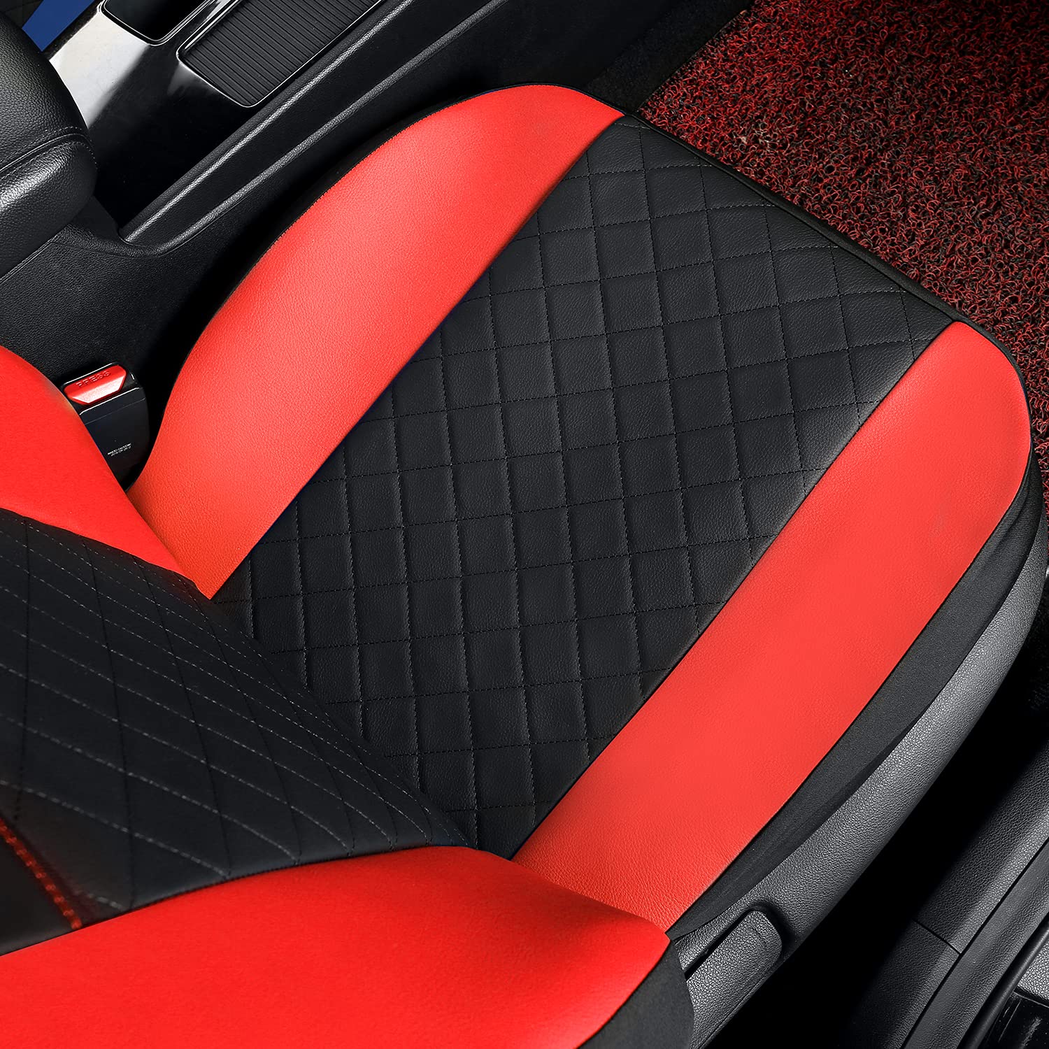 GIANT PANDA Front Car Bucket Seat Covers, Leather Low Back Auto Seat Covers for Cars, Trucks, Jeep, Van, SUV, Pickup, Airbag Com