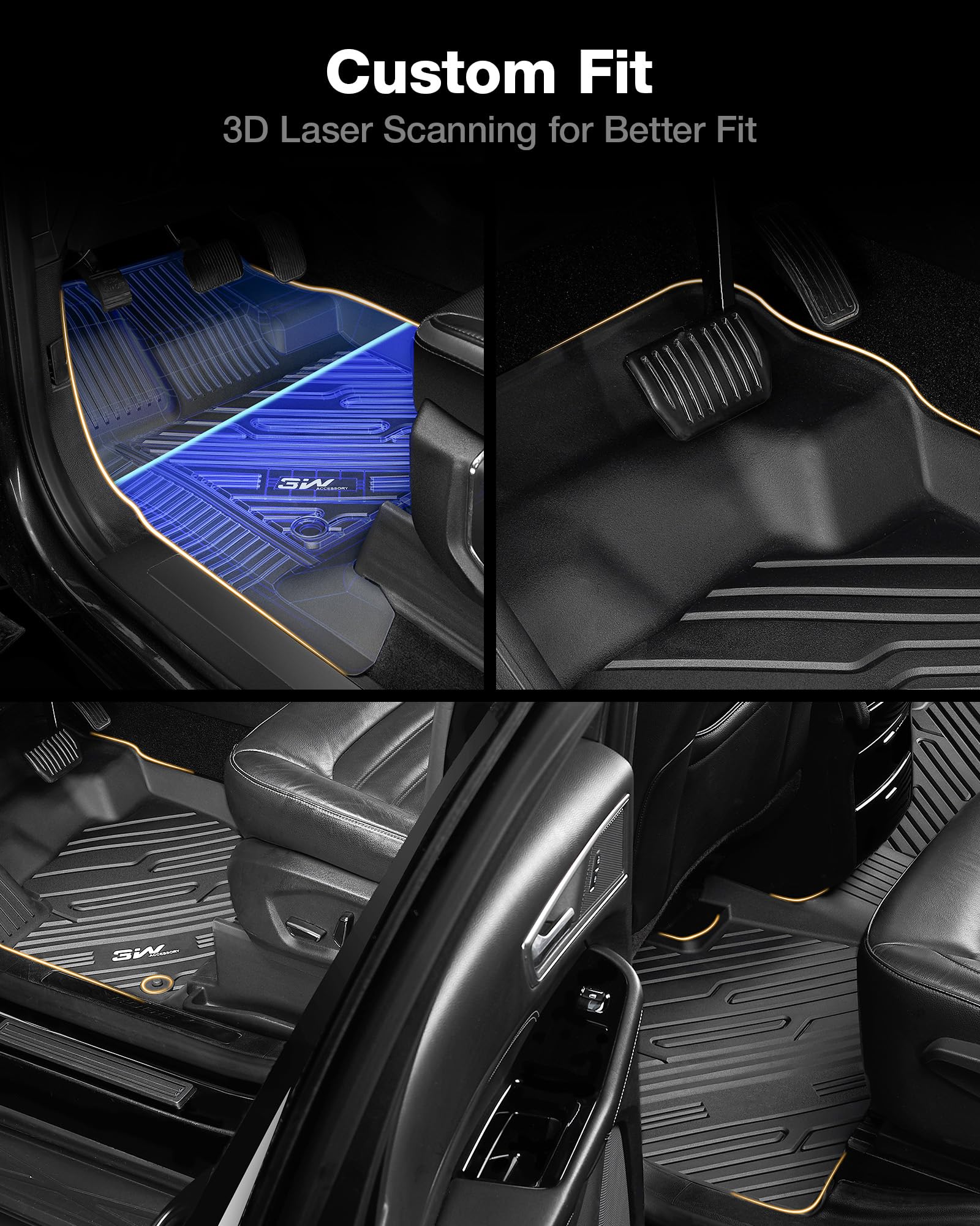 3W Floor Mats Fit For Ford Bronco Sport 2021 2022 2023 2024 2025 All Weather Tpe Car Accessories Custom Fit Full Set Ford Bronco