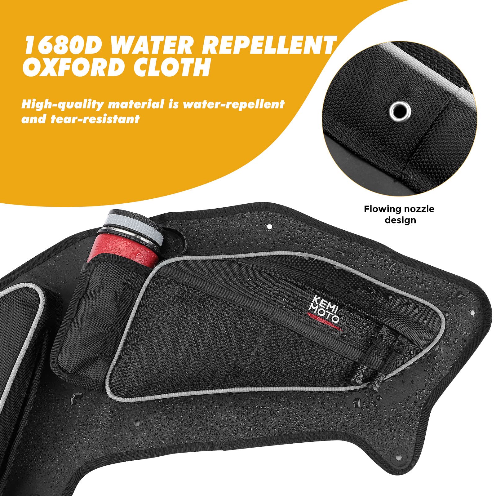 KEMIMOTO PRO XP 4 Rear Door Bags Storage Bags Rear Bed Gear Tool with Removable Knee Pad & PVC Wear Resistant Zippers Compatible