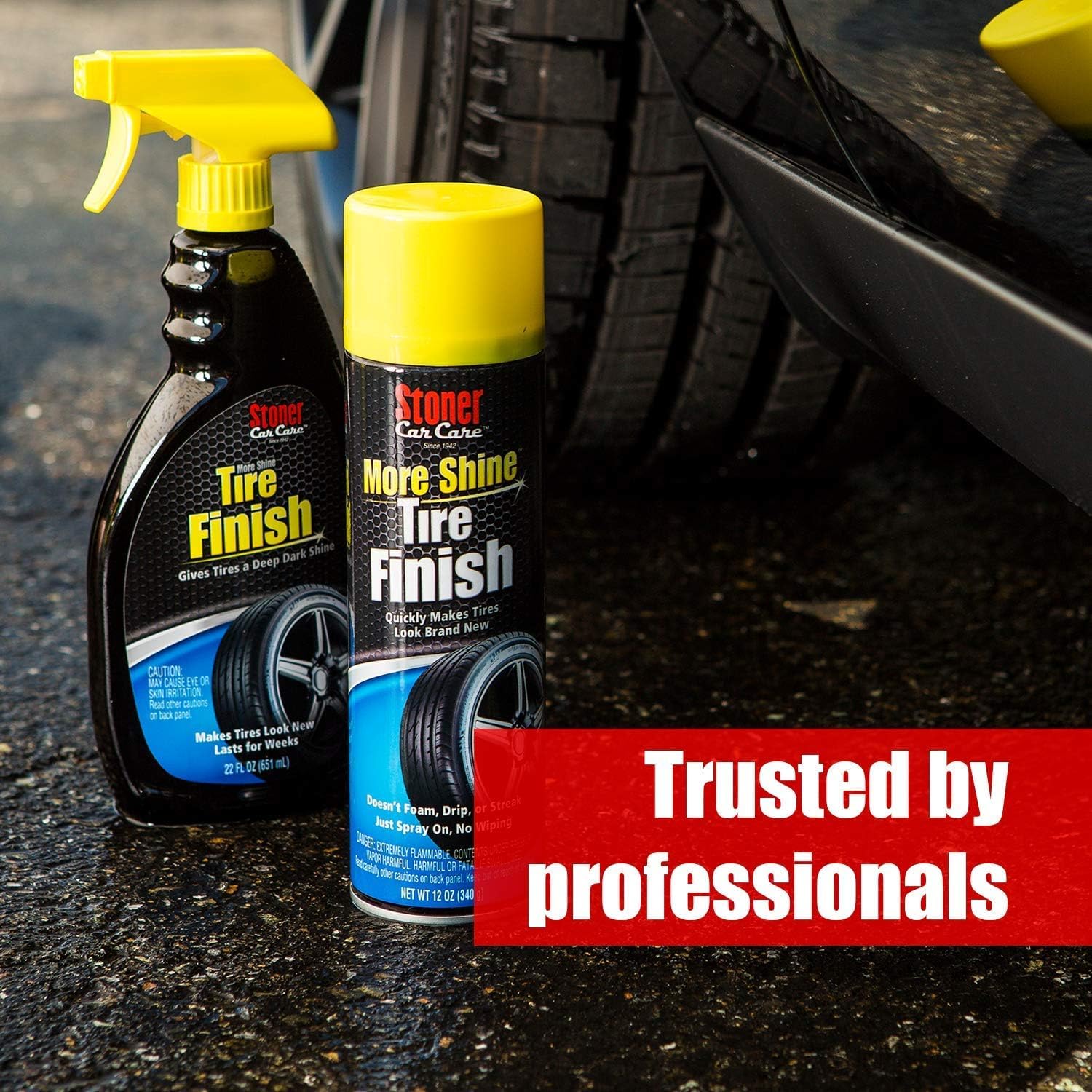 Stoner Car Care Tire Shine - 12 Oz, Non-Greasy, Rain-Resistant Formula, Pack of 12, Clear Finish, Model 91044-12PK