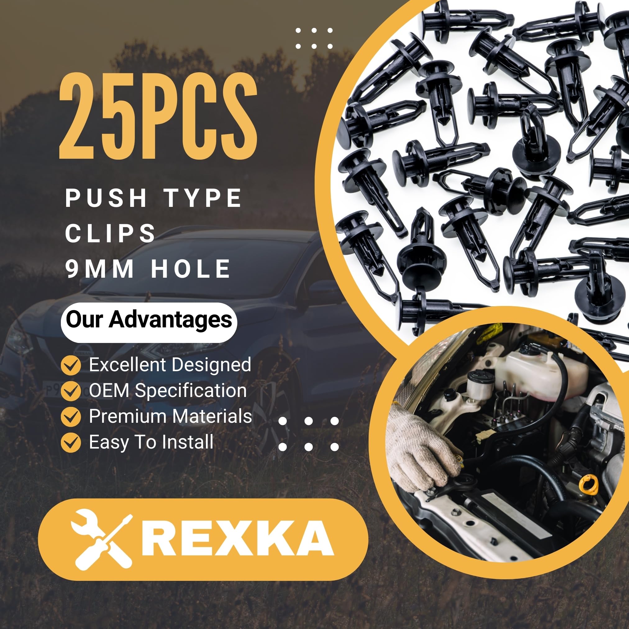 Rexka 25pcs Fender Liner Bumper Cover Grille Retainer Clips for Toyota Lexus 52161-16010 52161-02020, One Size, Durable Clips
