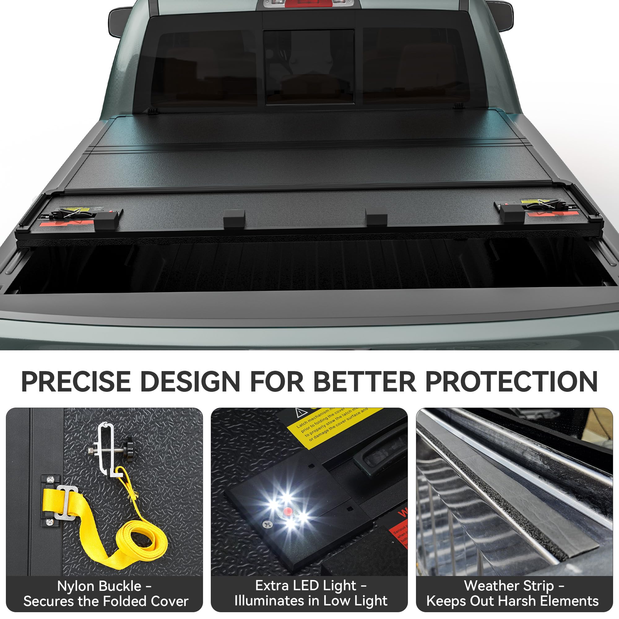 Autosaver88 Hard Quad Fold Truck Bed Tonneau Cover Fit For Chevy Silverado/Gmc Sierra 1500 New Body Style 2019-2025 With 5.8Ft B