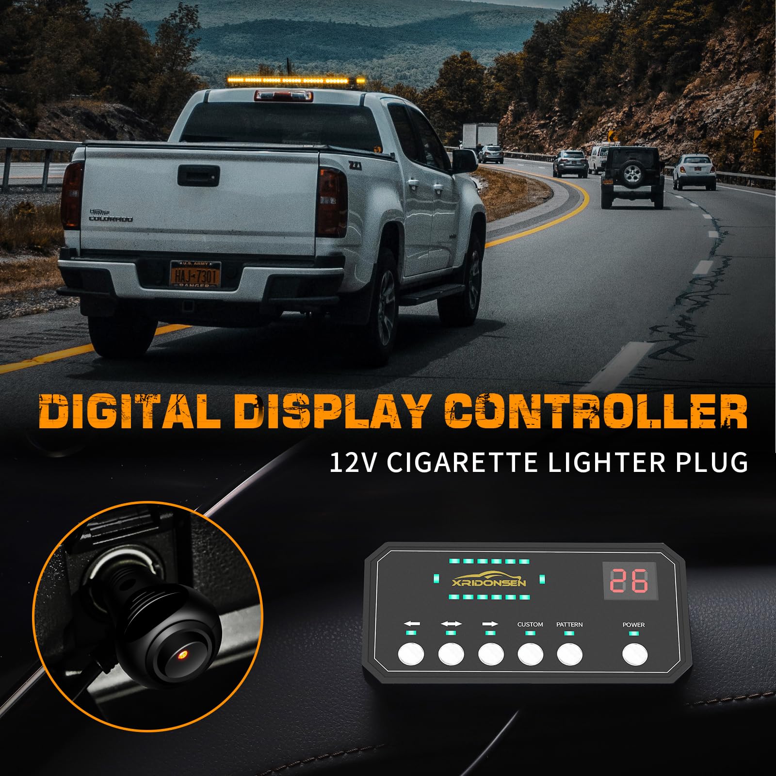 XRIDONSEN Amber 80 LED Strobe Light Bar - 28.4" Magnetic Mount Emergency Traffic Advisor for Trucks & Construction Vehicles