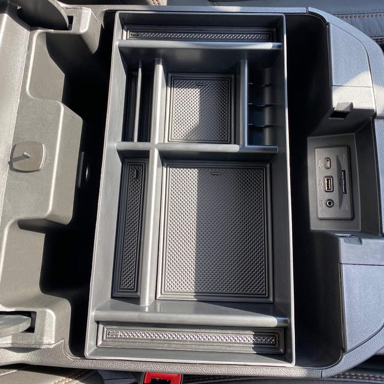 Jkcover Center Console Organizer Tray Compatible With (2019-2023 2024) Chevy Silverado 1500/Gmc Sierra 1500 And 2020-2024 Silver