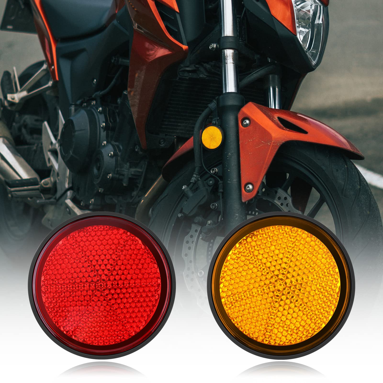 Gazechimp 2 Inch 55Mm Round Reflector, Side Marker For Motorcycle Atv Scooter Dirt Bike -