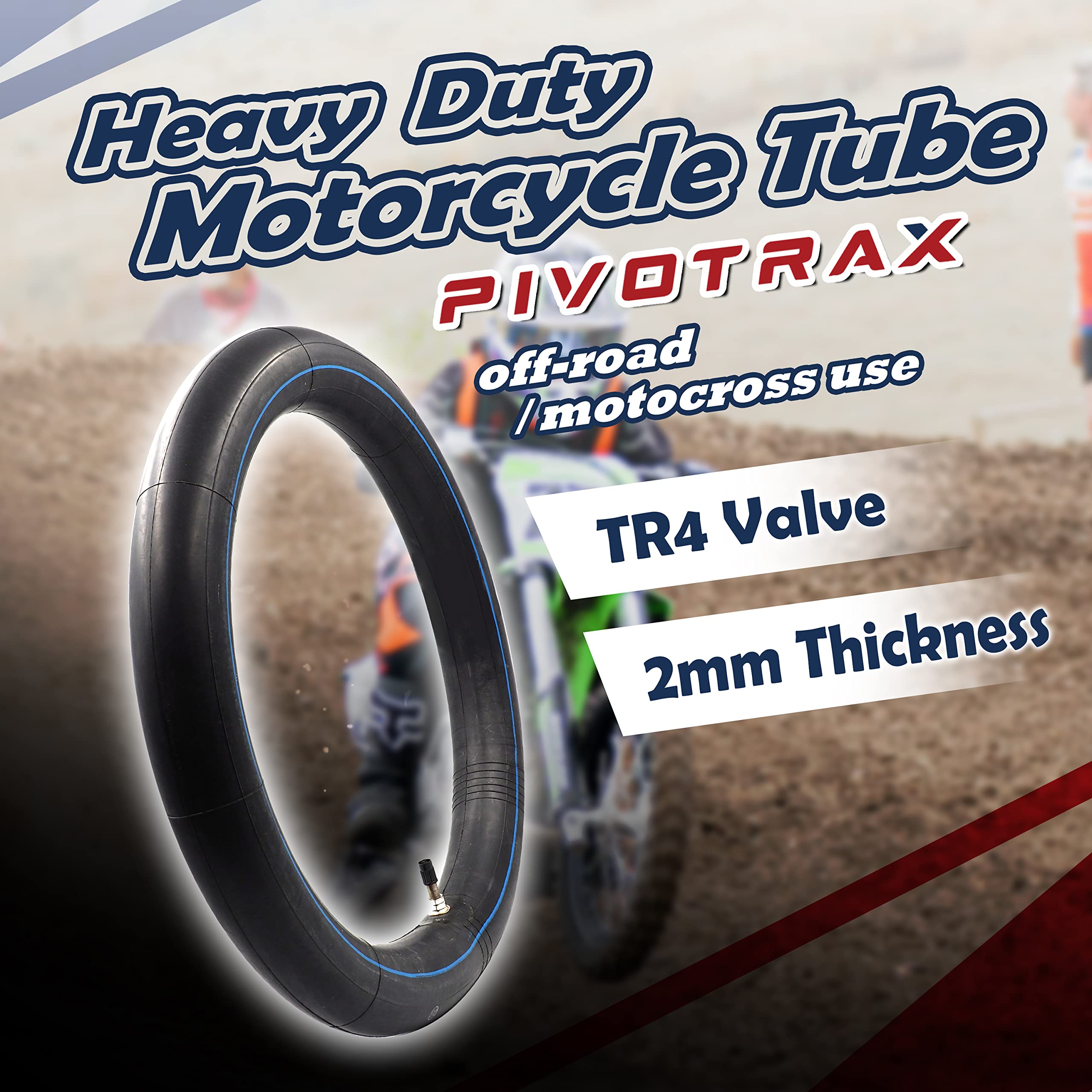 Pivotrax 90/100-14 (3.00-14) 14 Heavy Duty Mini Dirt Bike Inner Tube - 2 Mm Reinforced Thickness - Tr4 Valve Stem Straight
