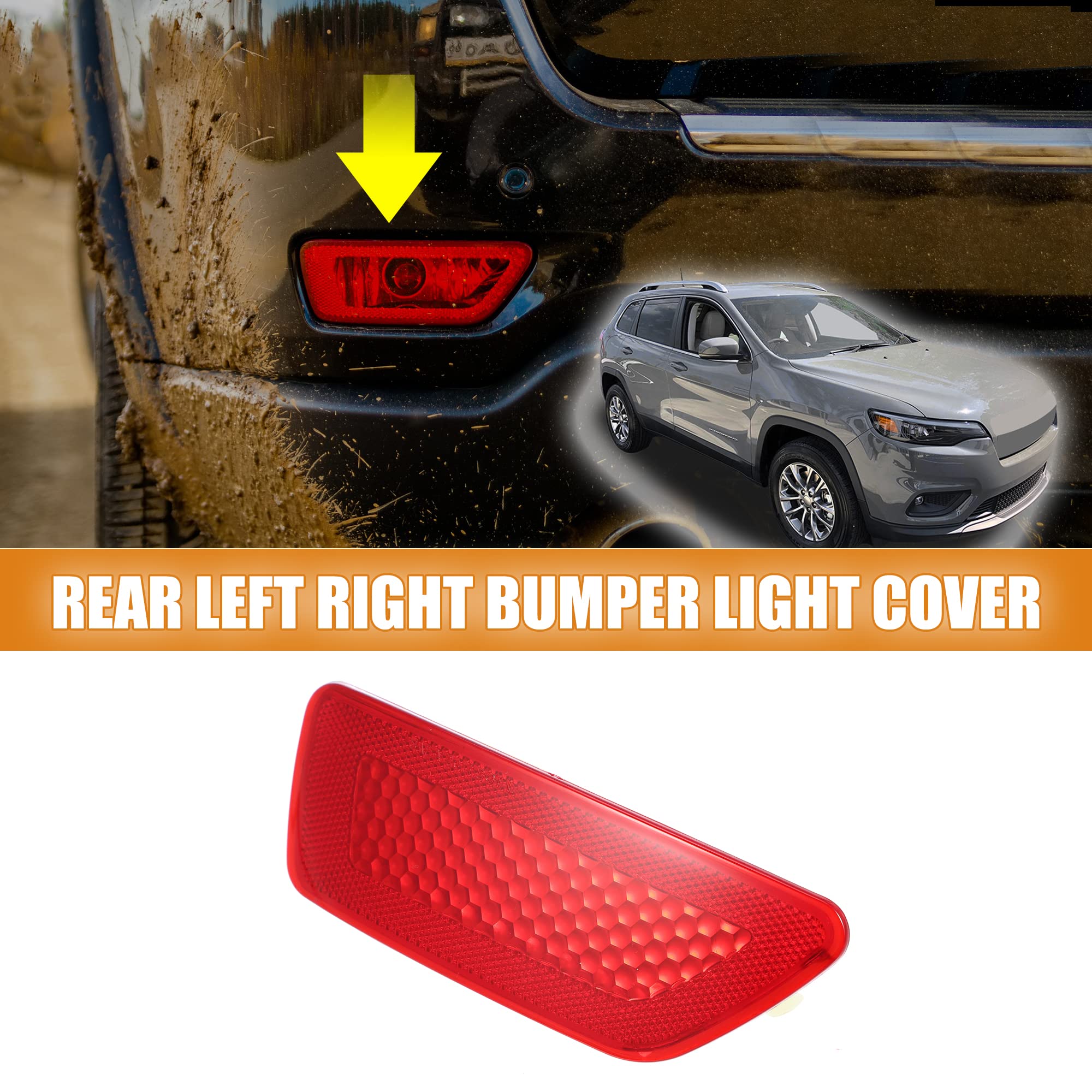 X Autohaux Rear Left Bumper Reflector Light Cover For Jeep Grand Cherokee 2011-2020 57010720Ac 57010721Ac Red