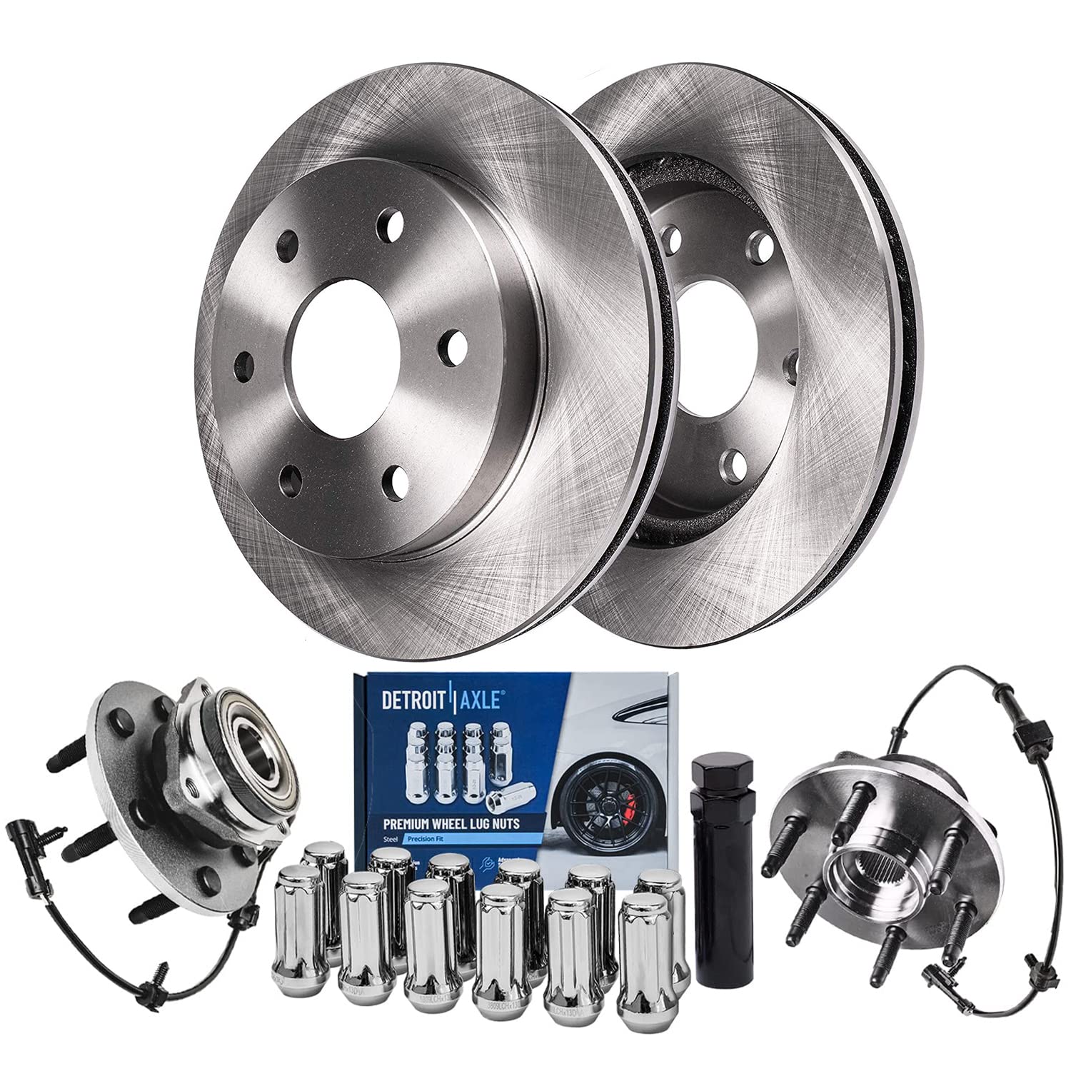 Detroit Axle - 4WD Front Brake Rotors Kit for Chevrolet GMC Silverado Sierra Express Suburban 1500 Tahoe Yukon Escalade Disc Bra