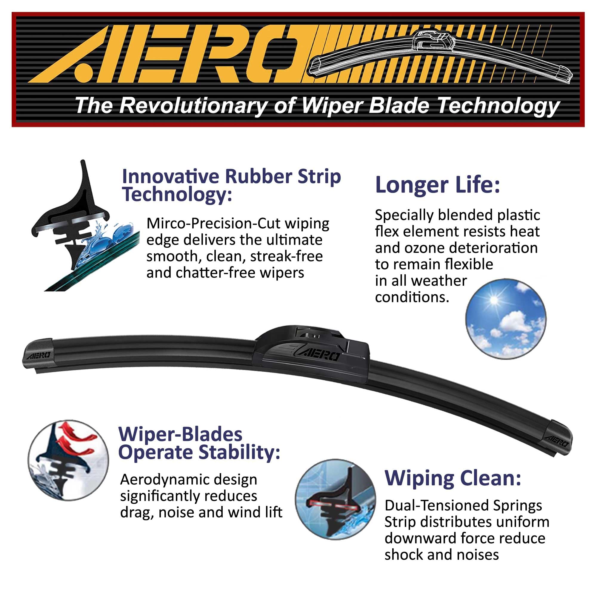 Aero Wipers Replacement For Chrysler Pacifica 2023 2022 2021 2020 2019 2018 2017, 26''+20'' Front + 14'' Rear, All-Season Windsh