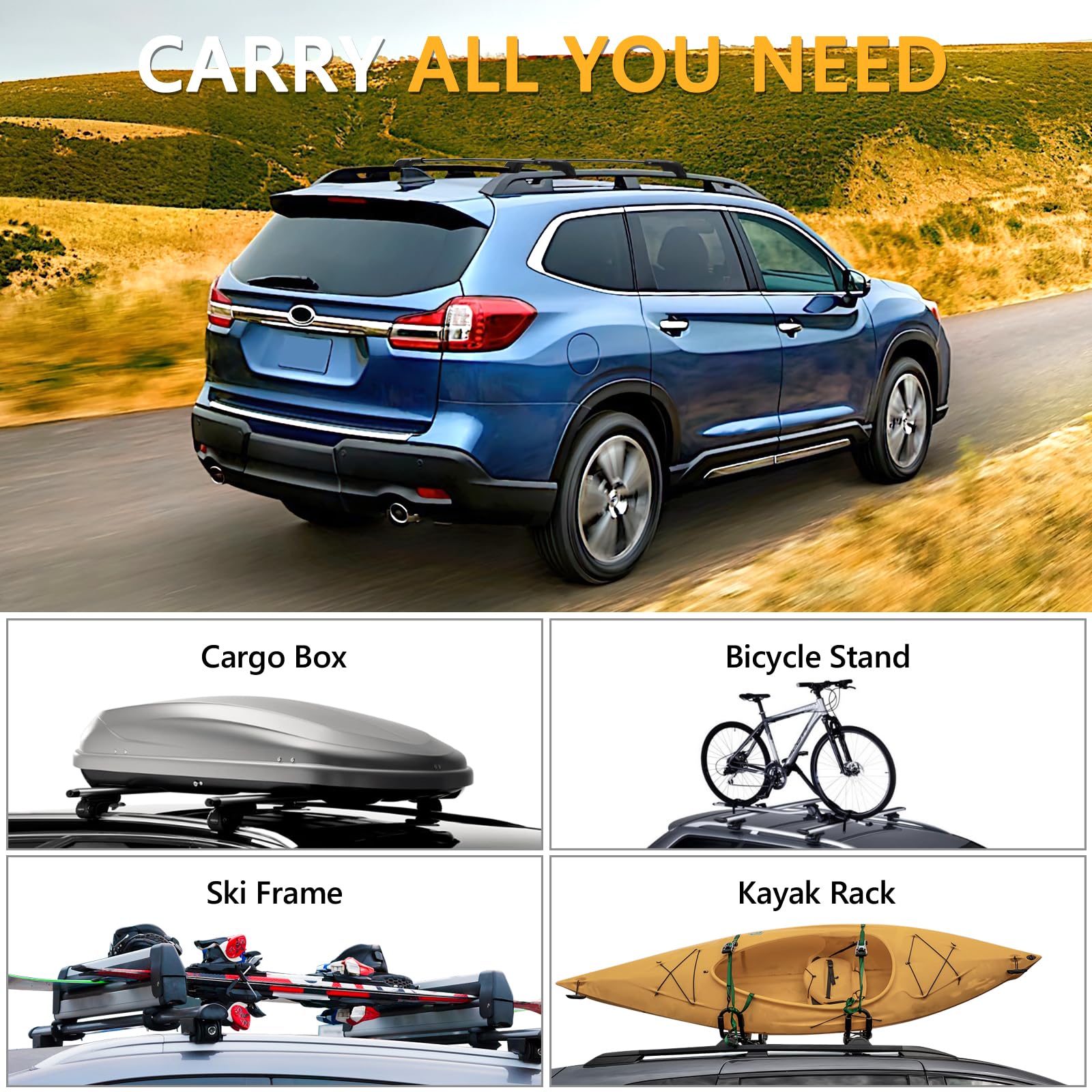 Tuyoung 220lbs Roof Rack Cross Bars Compatible with Subaru Ascent 2019-2025 with Raised Side Rails, Heavy Duty Anti-Theft Lockbl