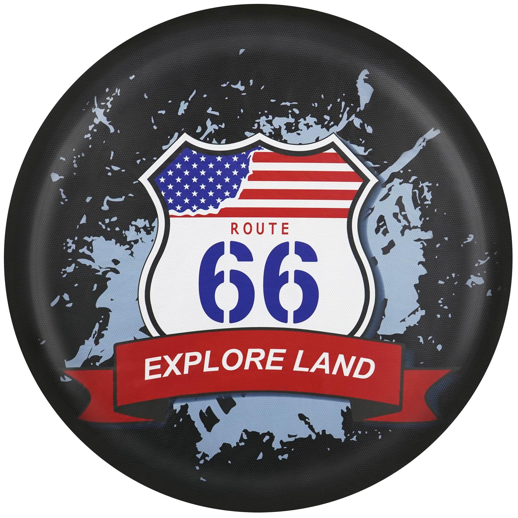 Explore Land 28-29.75 Inch Spare Tire Cover Fit Trailer, Rv, Suv, Truck, Tough Tire Wheel Soft Cover, American Flag And Route 66
