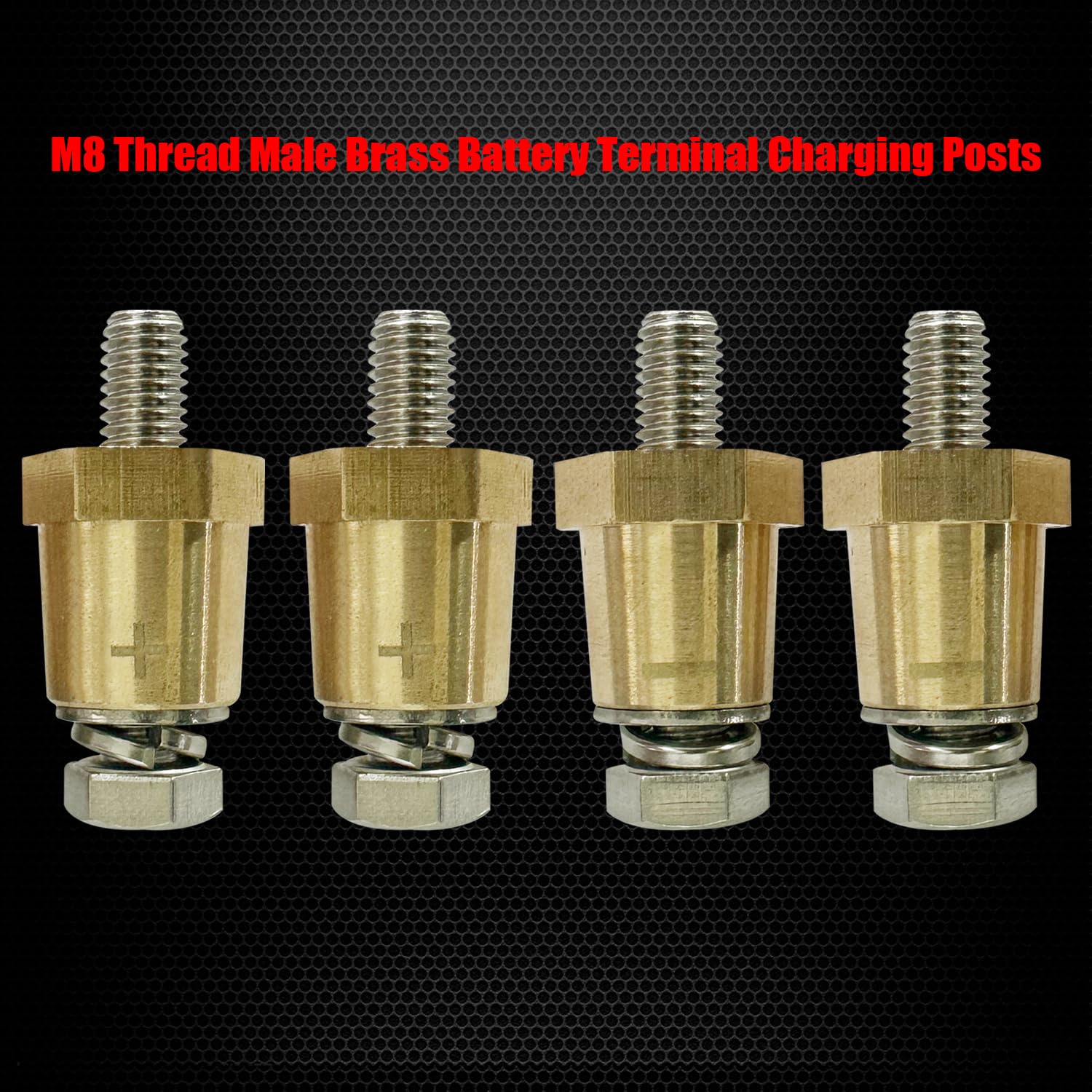 Ampper M8 Male Brass Battery Terminal Charging Posts - Pack of 4, Direct Connection, Durable Construction