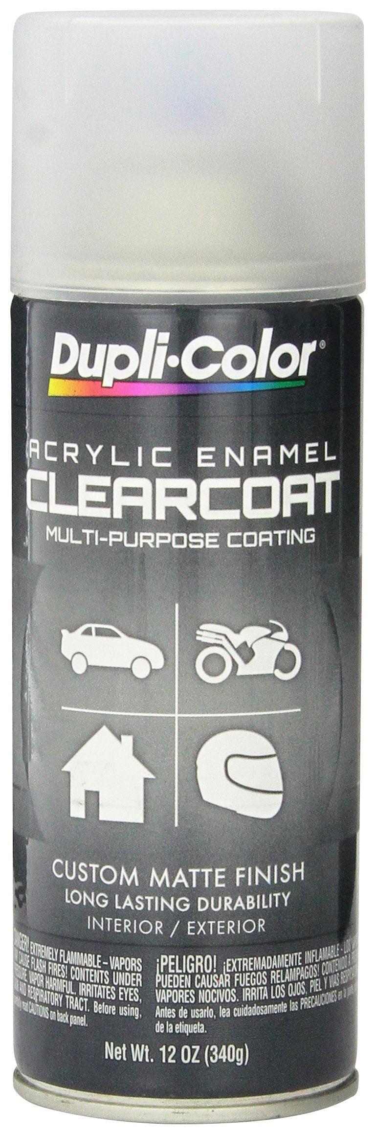 Dupli-Color Da1693 Multi-Purpose Acrylic Enamel Spray Paint - Flat White - 12 Oz. Aerosol Can, 12 Ounce (Pack Of 1), Matte Clear