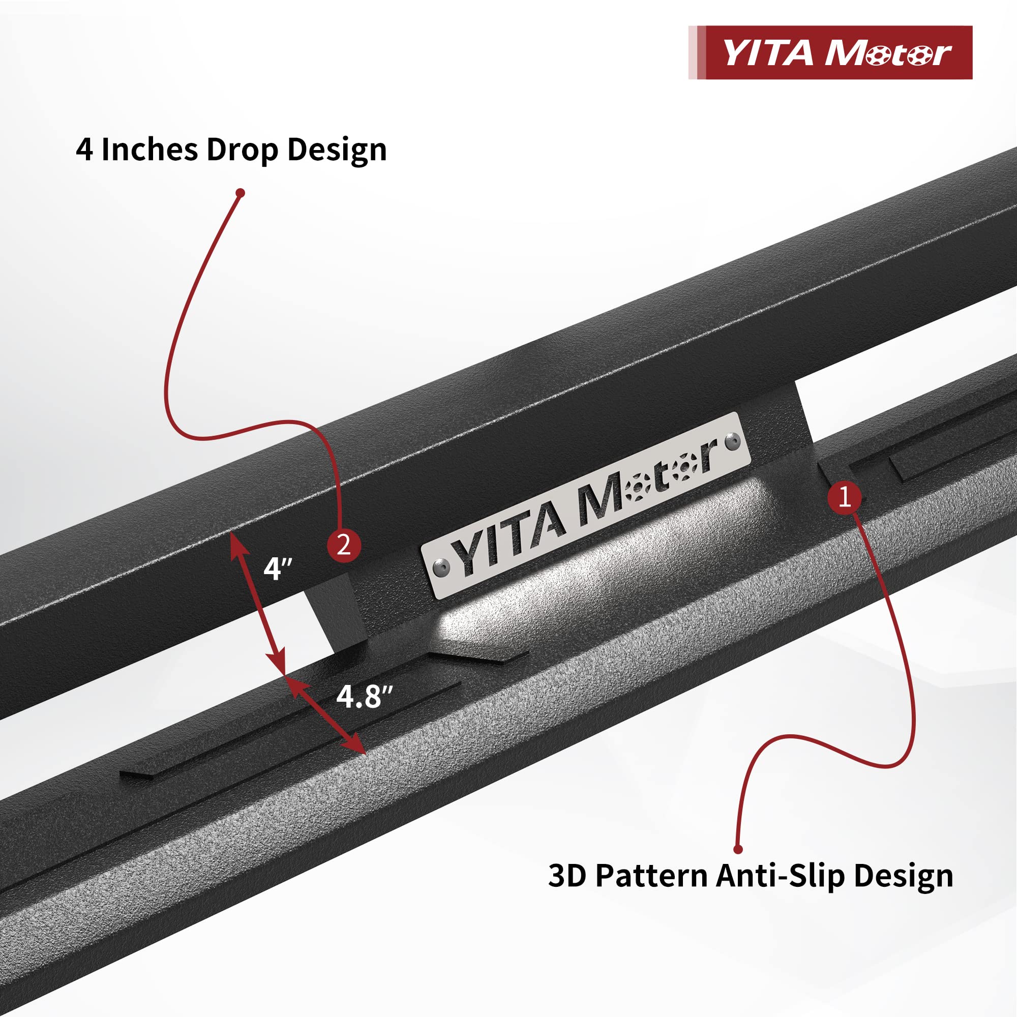 YITAMOTOR Drop Side Steps for 2009-2018 Dodge Ram 1500, 2010-2024 2500/3500, Black Carbon Steel Nerf Bars,