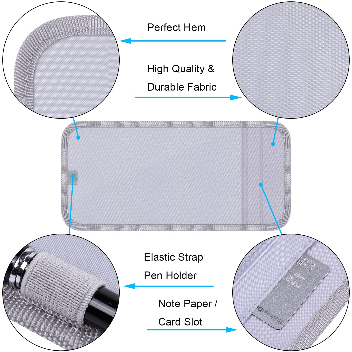 Wisdompro Handicap Placard Holder - Car Sun Visor Protector with Note Paper Slot & Pen Holder, Gray