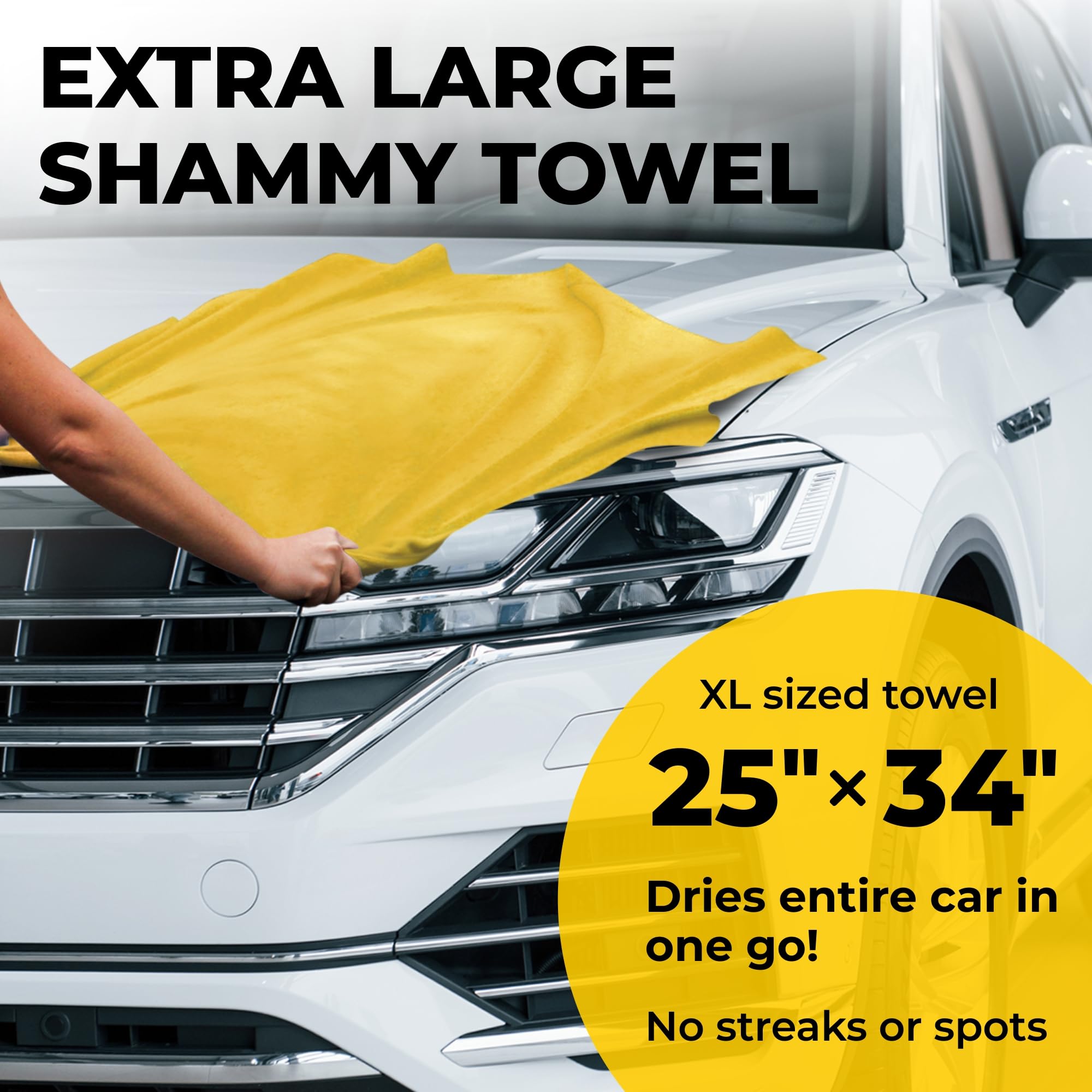 Premium Xl Shammy Towel For Car - (34   X25   ) - Super Absorbent Chamois Towel For Car - Spots And Scratch-Free Shammy Cloth Fo